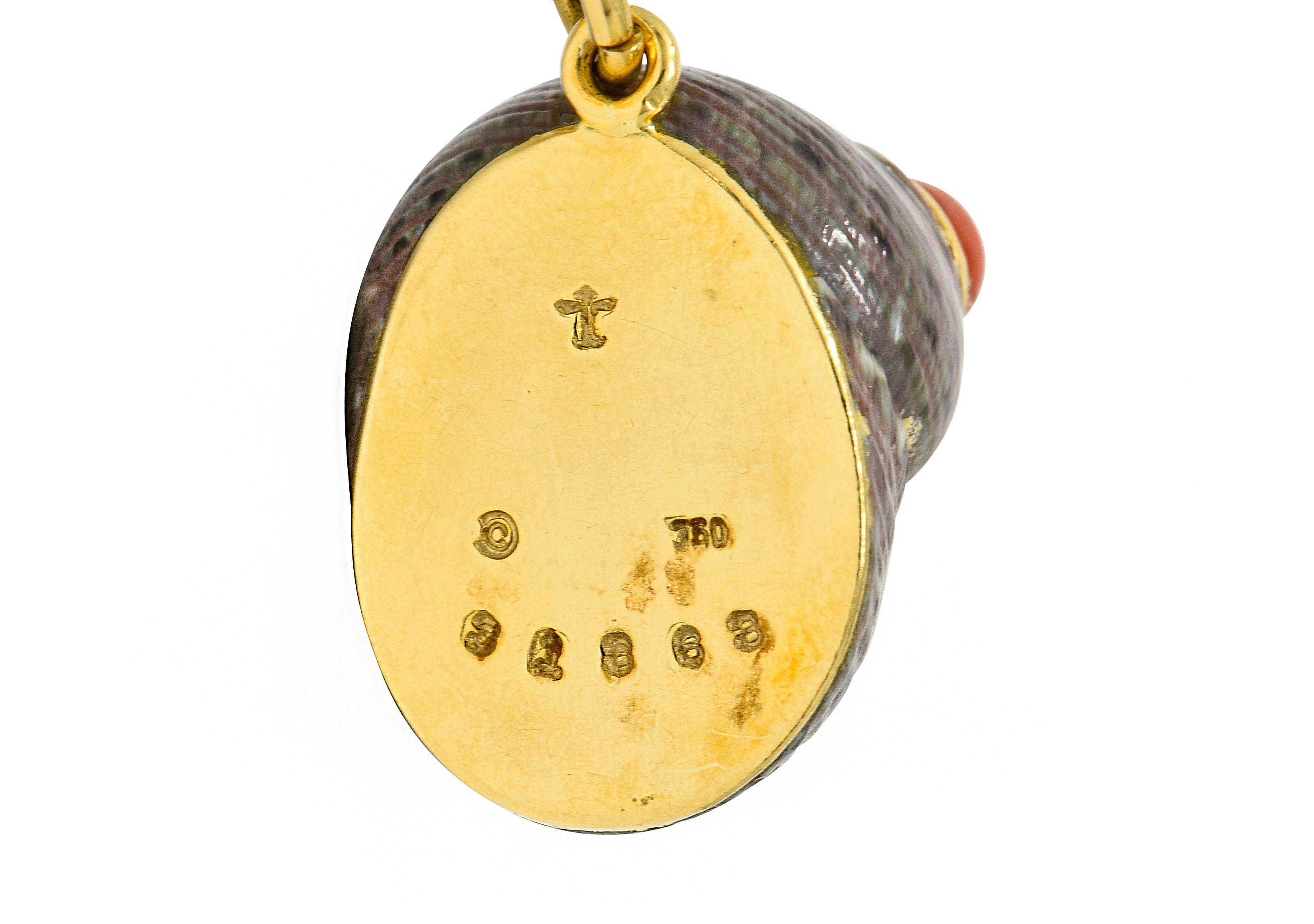 Trianon Vintage Coral Enamel 18 Karat Gold Seashell Charm Braceletbracelet - Wilson's Estate Jewelry