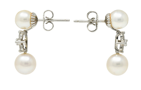 Tiffany & Co. Cultured Pearl Diamond Platinum Tiffany Aria Drop EarringsEarrings - Wilson's Estate Jewelry