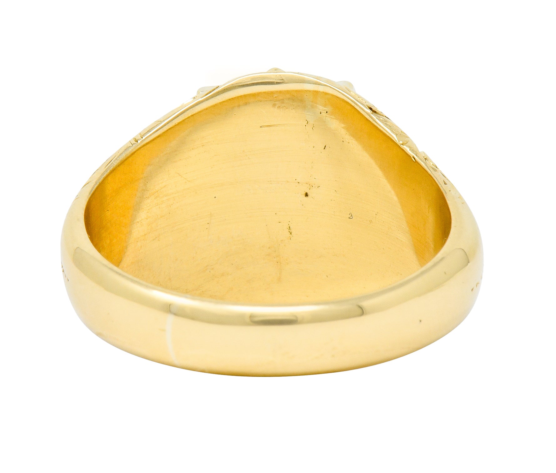 Victorian 18 Karat Yellow Gold Unisex Floral Shield Unisex Signet Ring - Wilson's Estate Jewelry