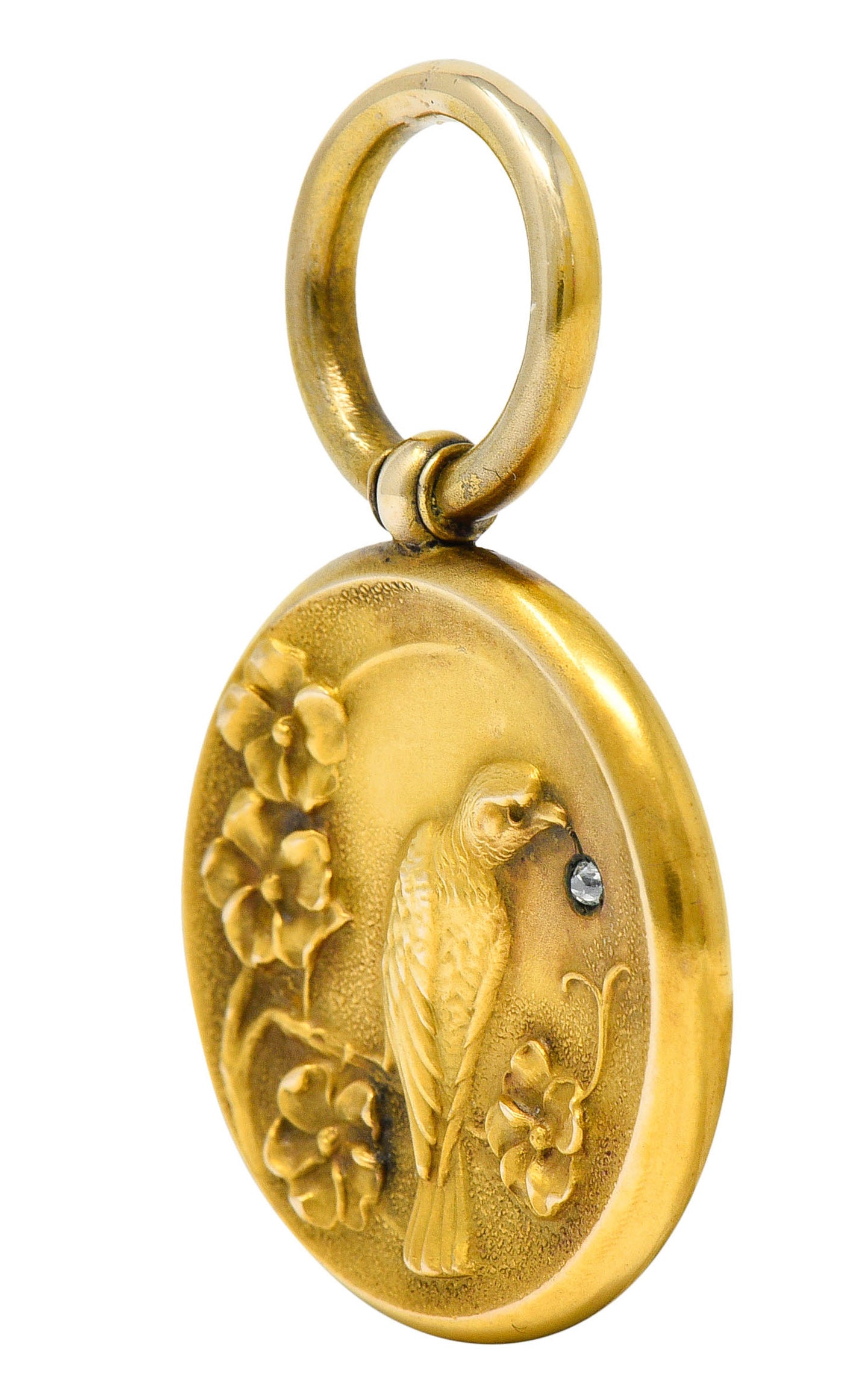 1900 Victorian Diamond 18 Karat Gold Eagle Pendantcharm - Wilson's Estate Jewelry