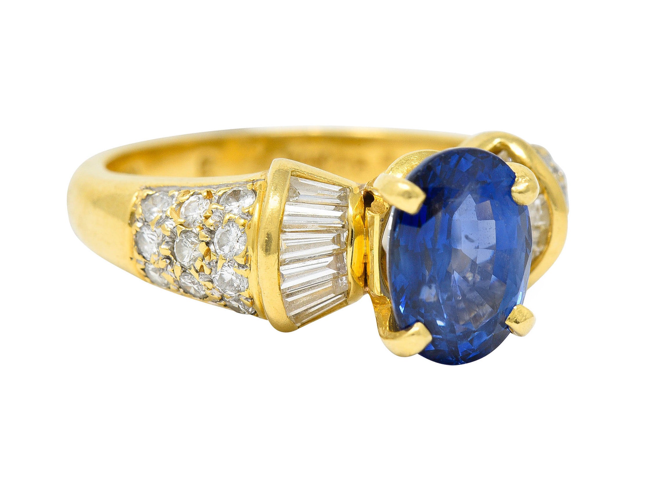 Vintage 3.60 CTW Sapphire Diamond 18 Karat Gold Cocktail RingRing - Wilson's Estate Jewelry