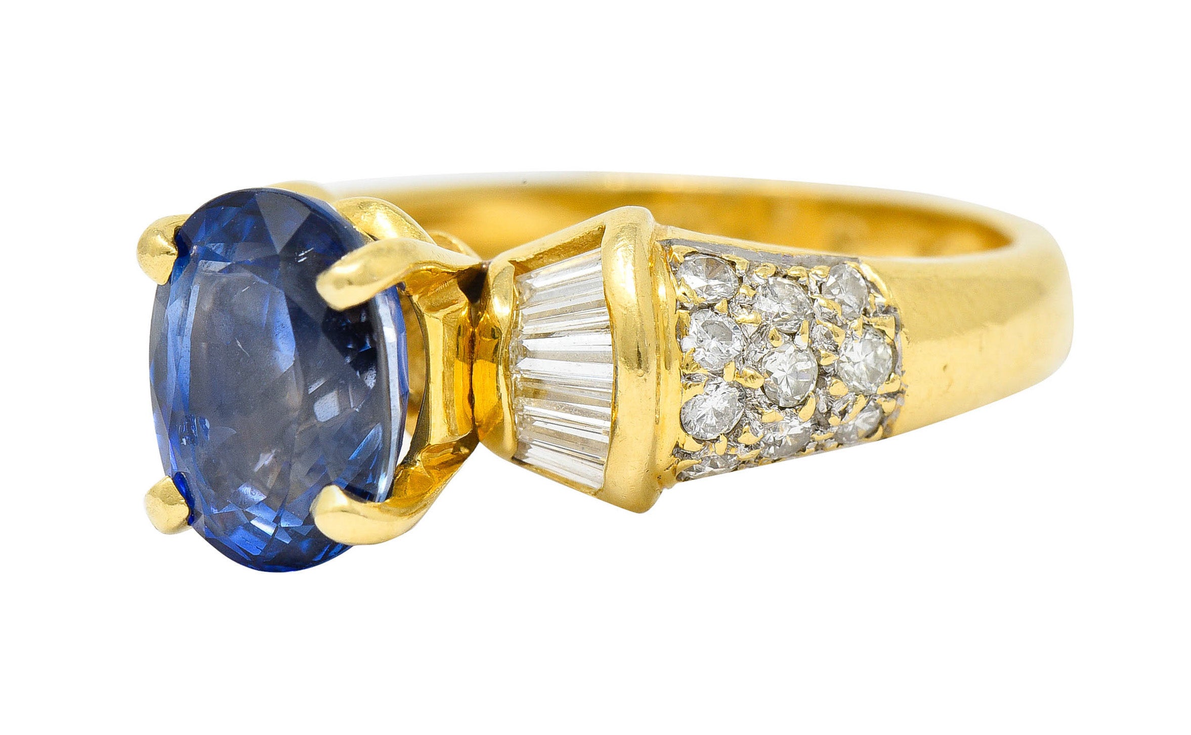 Vintage 3.60 CTW Sapphire Diamond 18 Karat Gold Cocktail RingRing - Wilson's Estate Jewelry