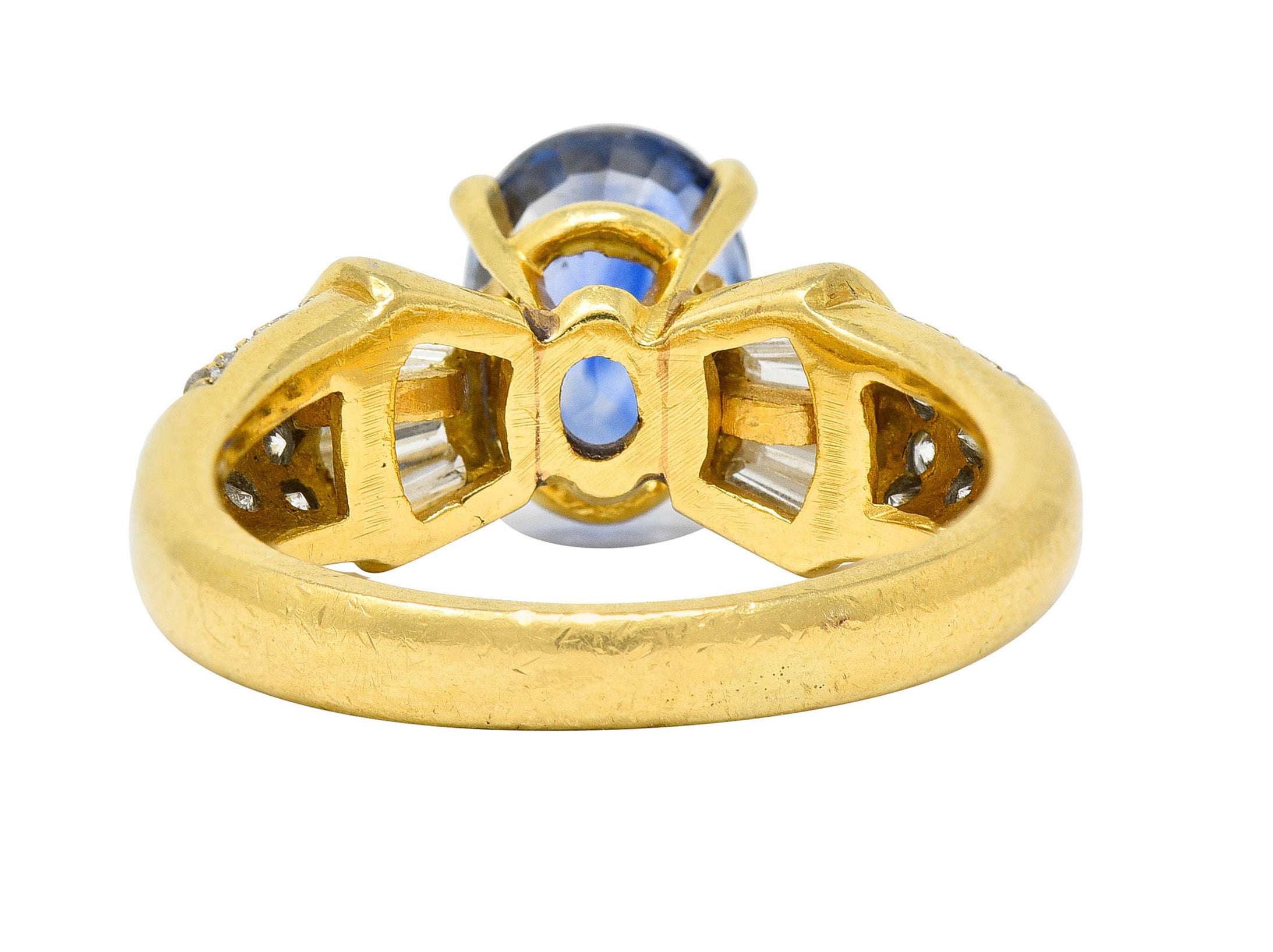 Vintage 3.60 CTW Sapphire Diamond 18 Karat Gold Cocktail RingRing - Wilson's Estate Jewelry