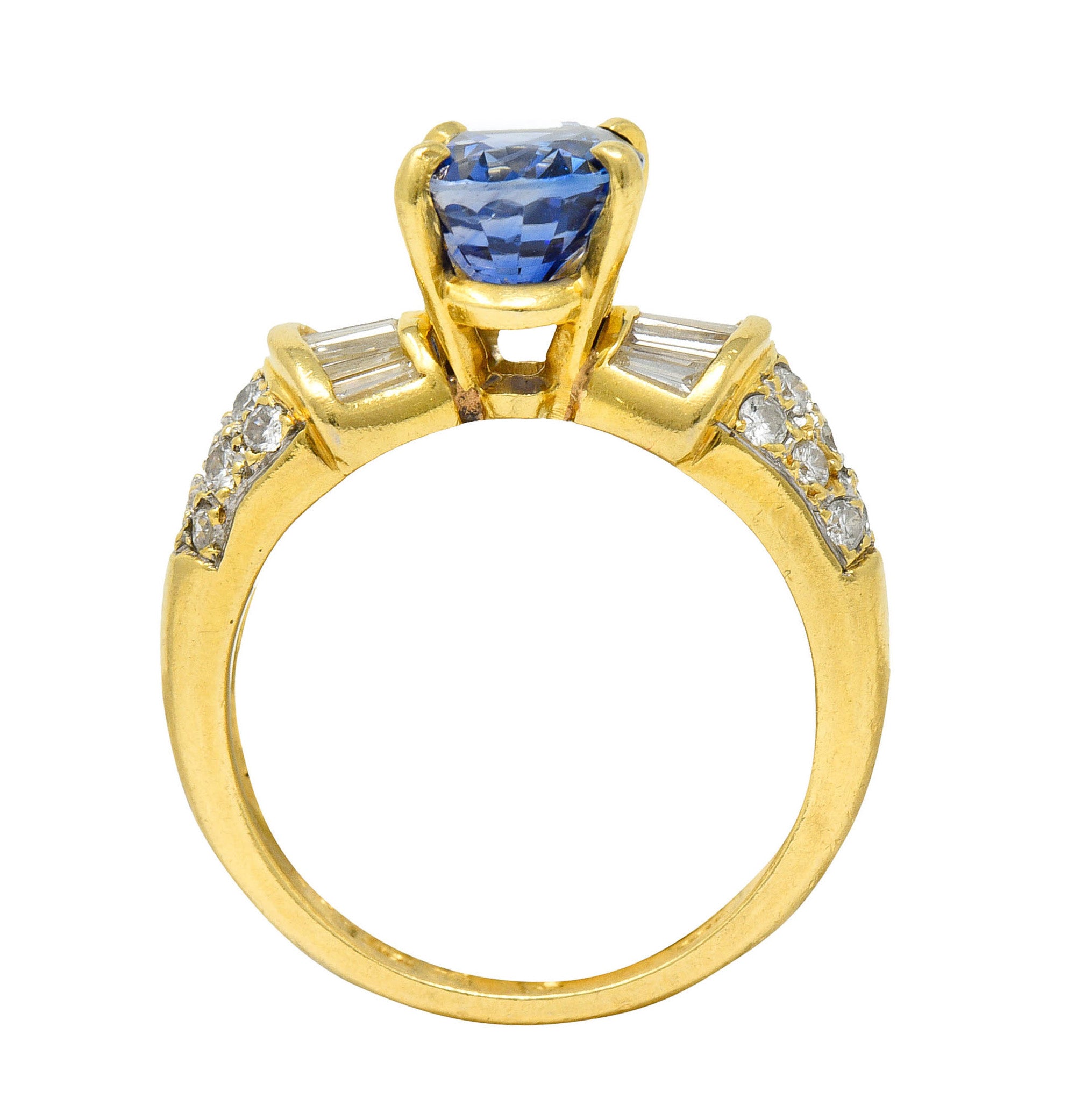 Vintage 3.60 CTW Sapphire Diamond 18 Karat Gold Cocktail RingRing - Wilson's Estate Jewelry