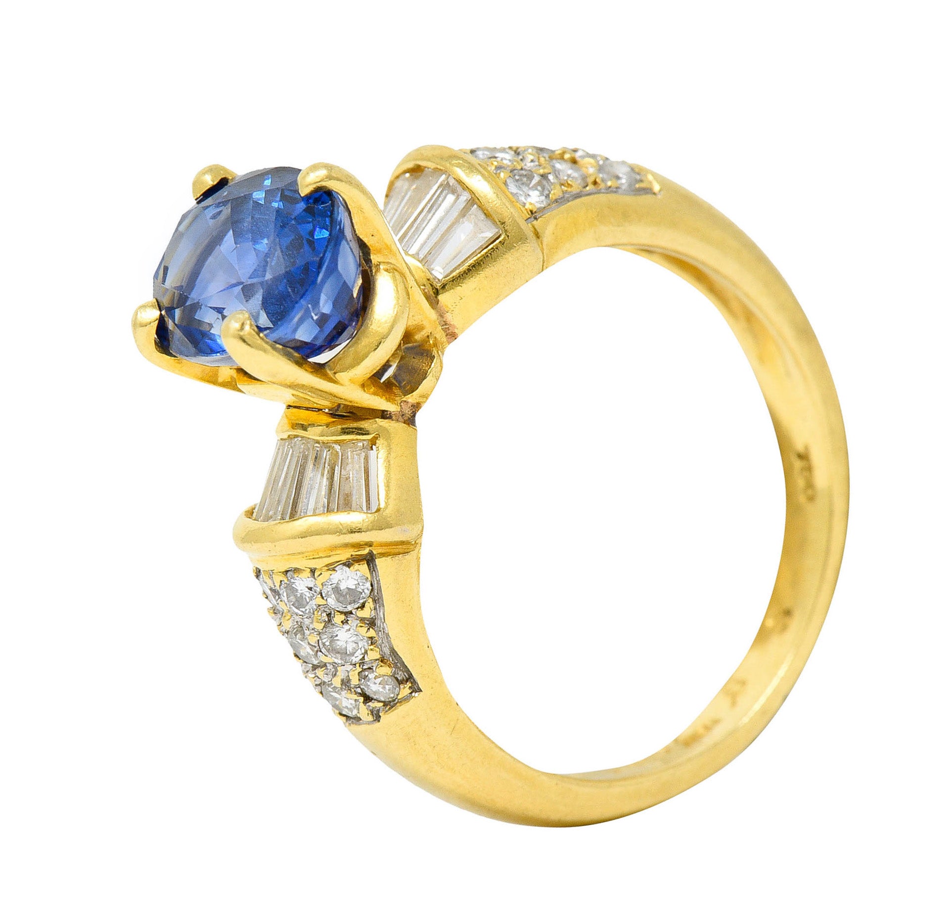 Vintage 3.60 CTW Sapphire Diamond 18 Karat Gold Cocktail RingRing - Wilson's Estate Jewelry