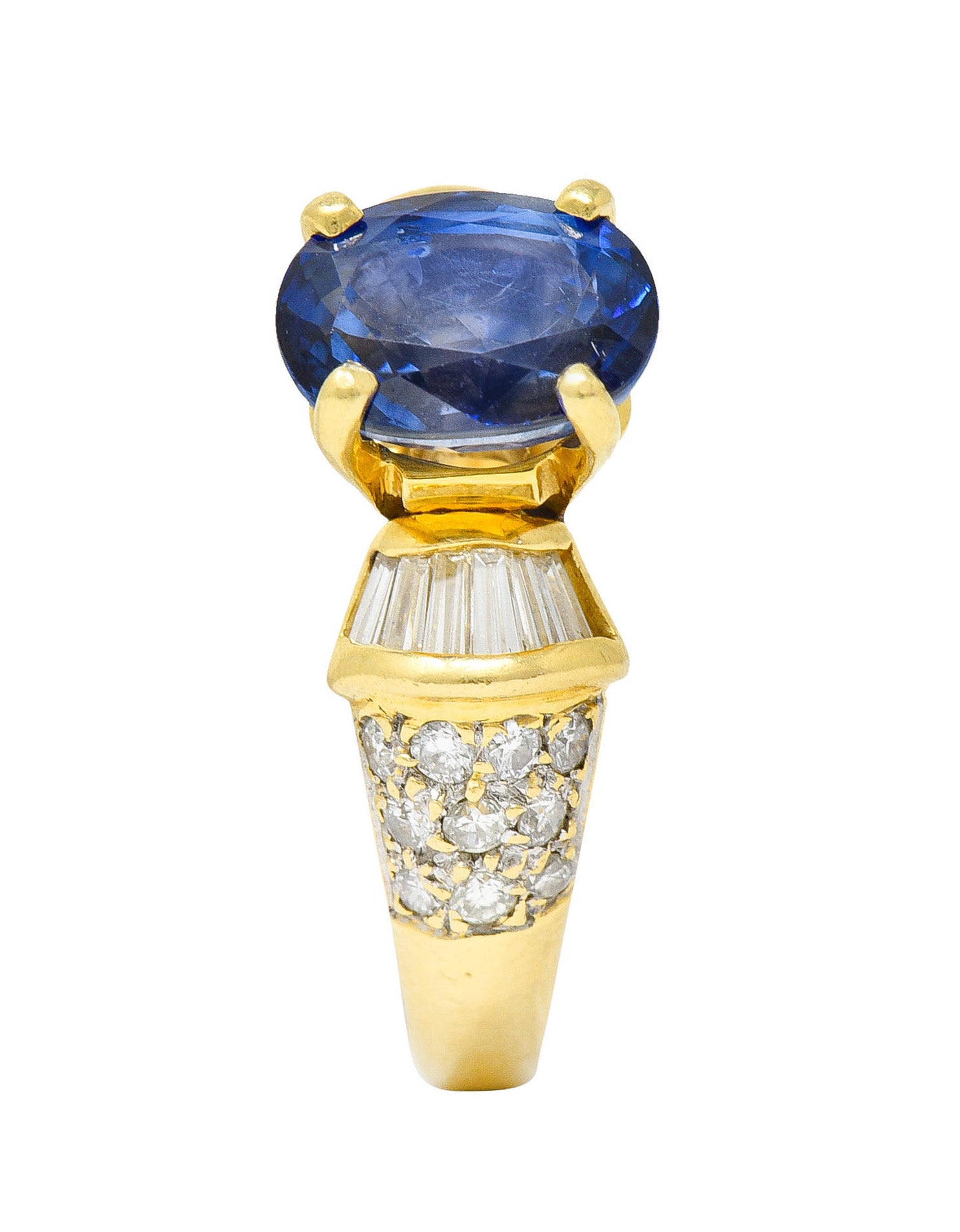 Vintage 3.60 CTW Sapphire Diamond 18 Karat Gold Cocktail RingRing - Wilson's Estate Jewelry