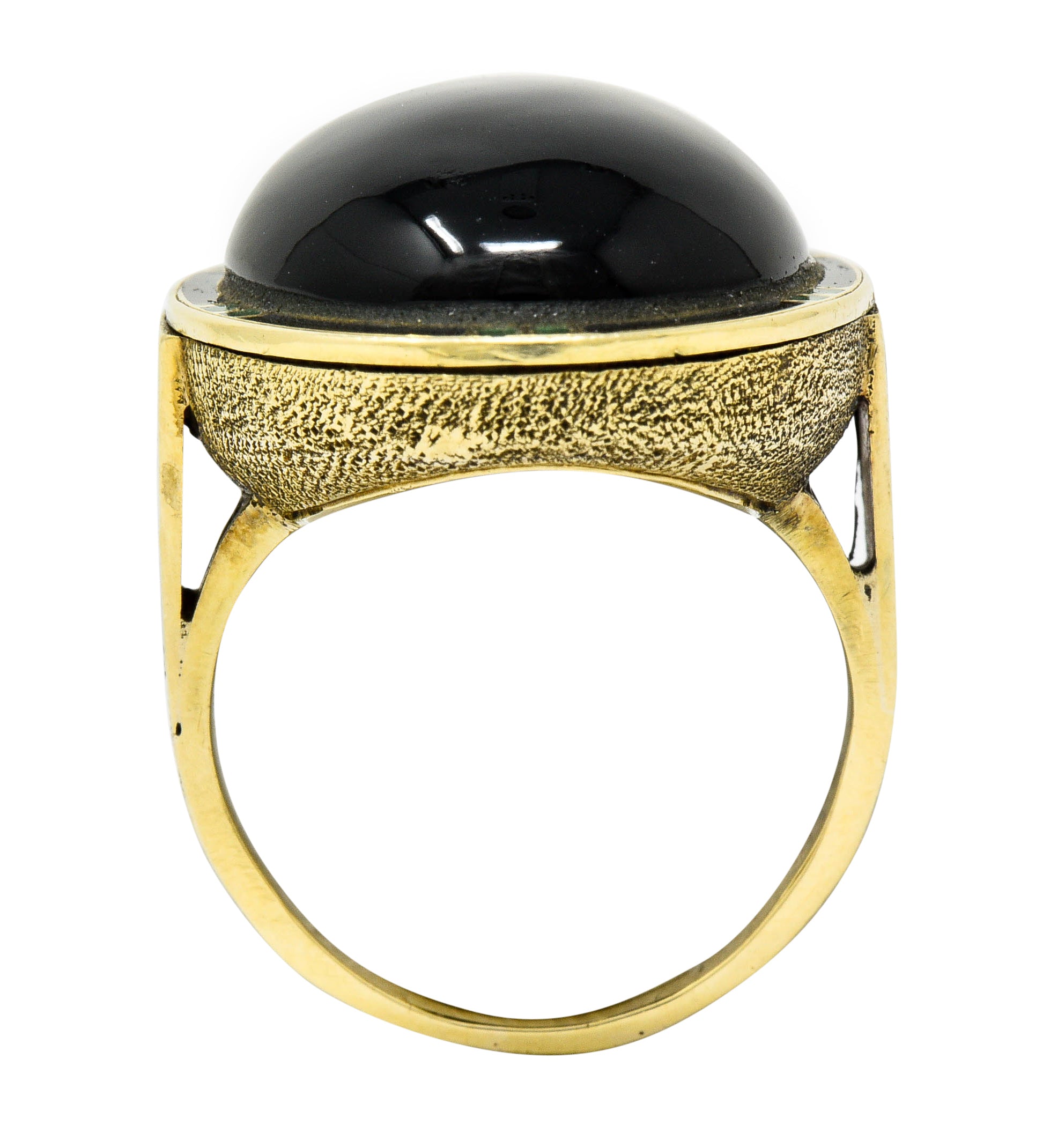 Art Deco Onyx Enamel 14 Karat Gold Cabochon Statement RingRing - Wilson's Estate Jewelry