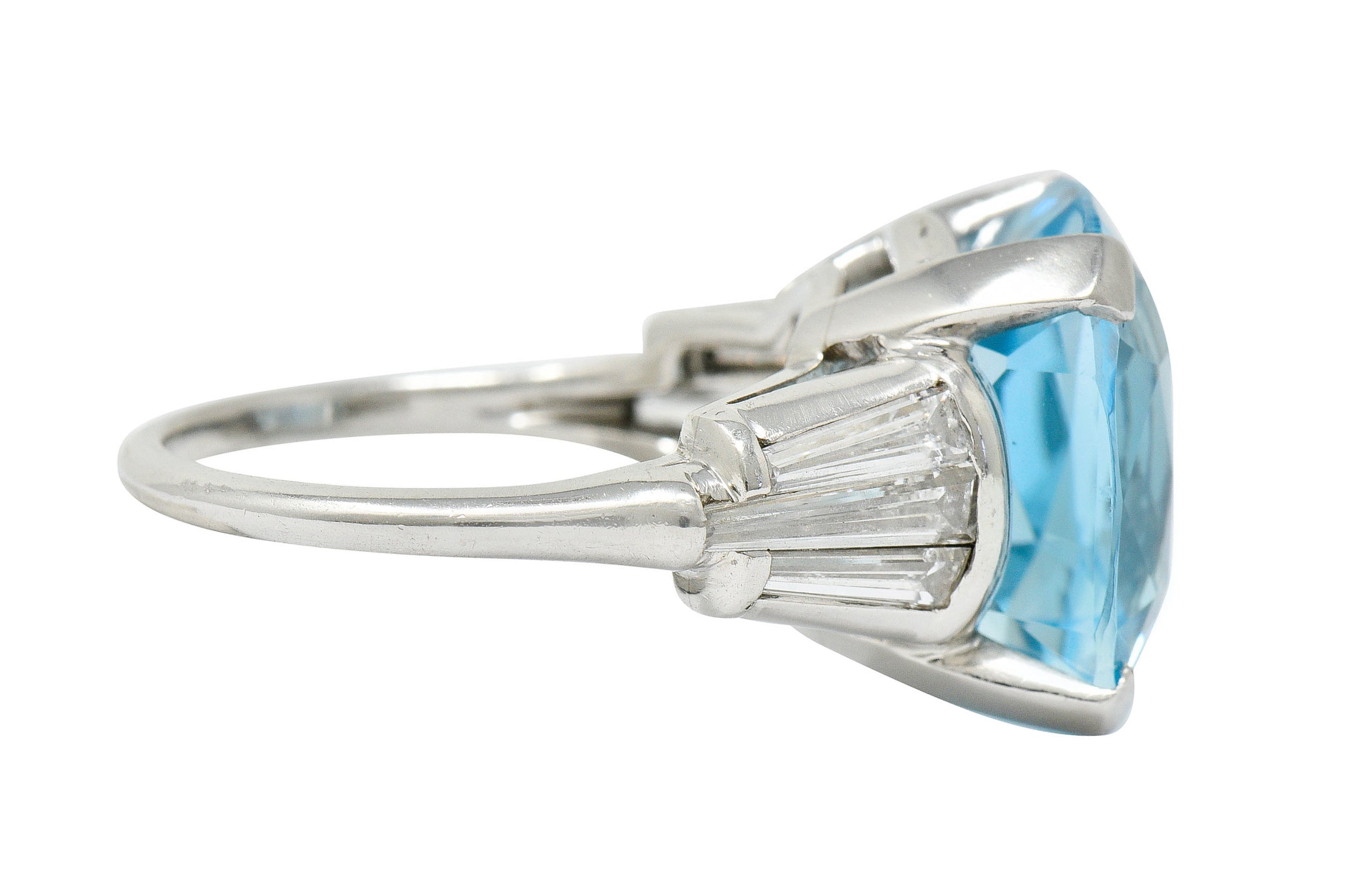 1950's Mid-Century 14.75 CTW Aquamarine Diamond Platinum Statement RingRing - Wilson's Estate Jewelry