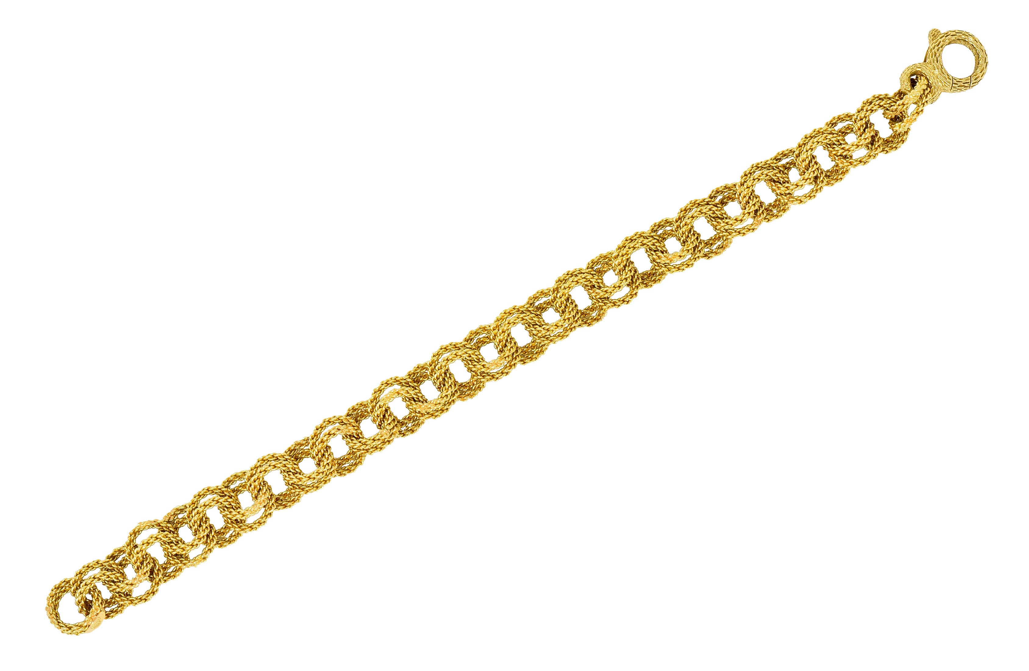 Vintage 18 Karat Yellow Gold Twisted Rope Double Rolo Link Bracelet - Wilson's Estate Jewelry