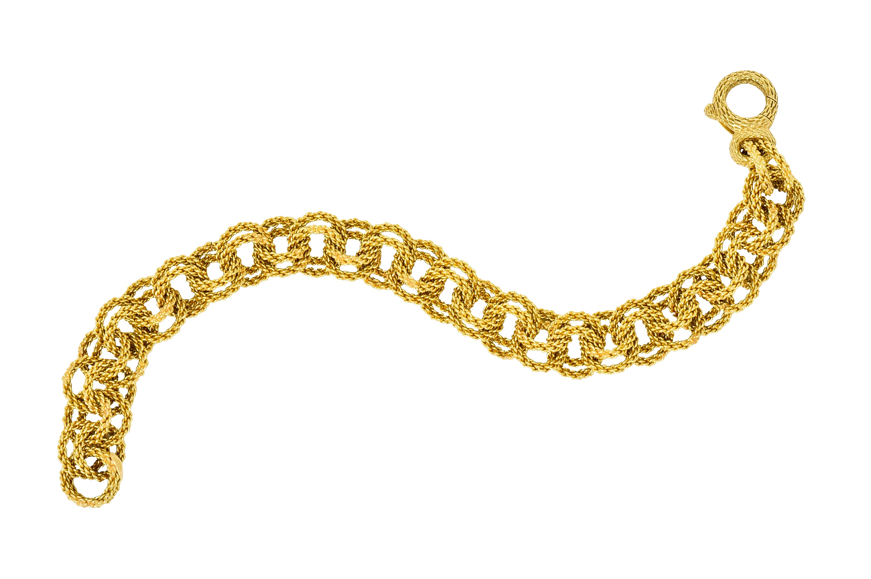 Vintage 18 Karat Yellow Gold Twisted Rope Double Rolo Link Bracelet - Wilson's Estate Jewelry