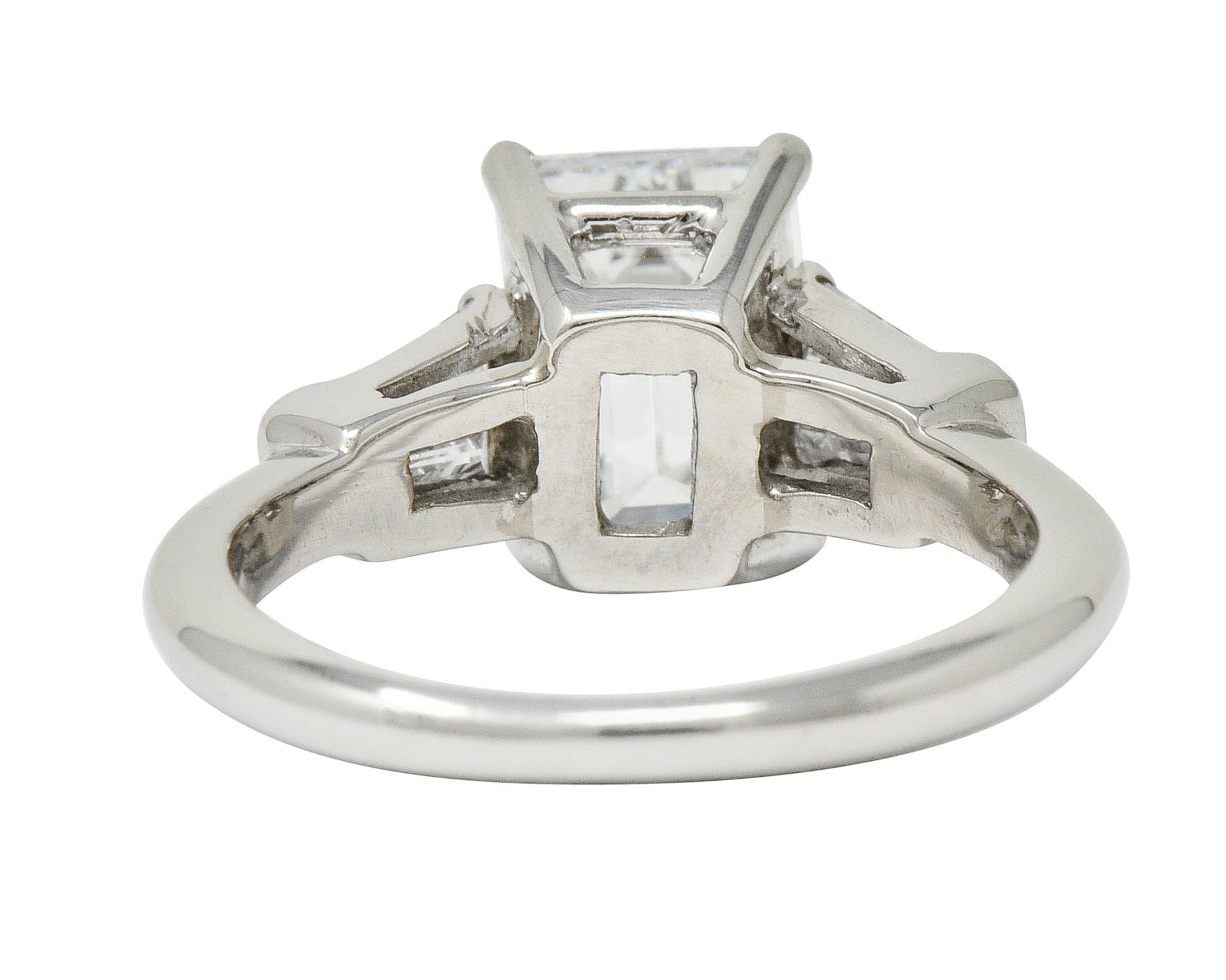 Retro 2.47 CTW Emerald Cut Diamond Platinum Engagement Ring GIARing - Wilson's Estate Jewelry