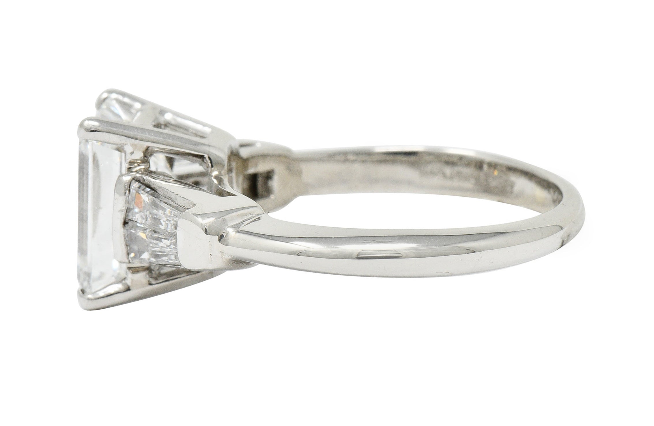 Retro 2.47 CTW Emerald Cut Diamond Platinum Engagement Ring GIARing - Wilson's Estate Jewelry
