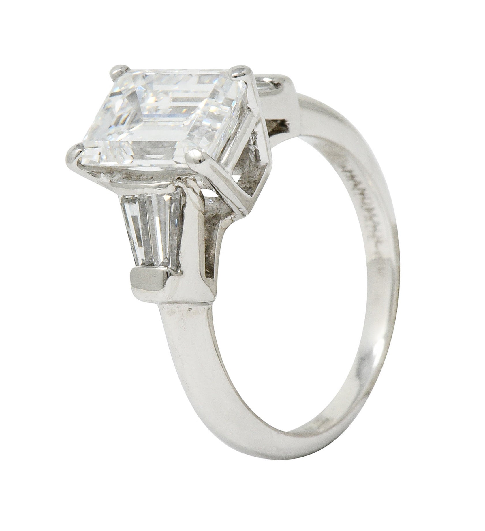 Retro 2.47 CTW Emerald Cut Diamond Platinum Engagement Ring GIARing - Wilson's Estate Jewelry