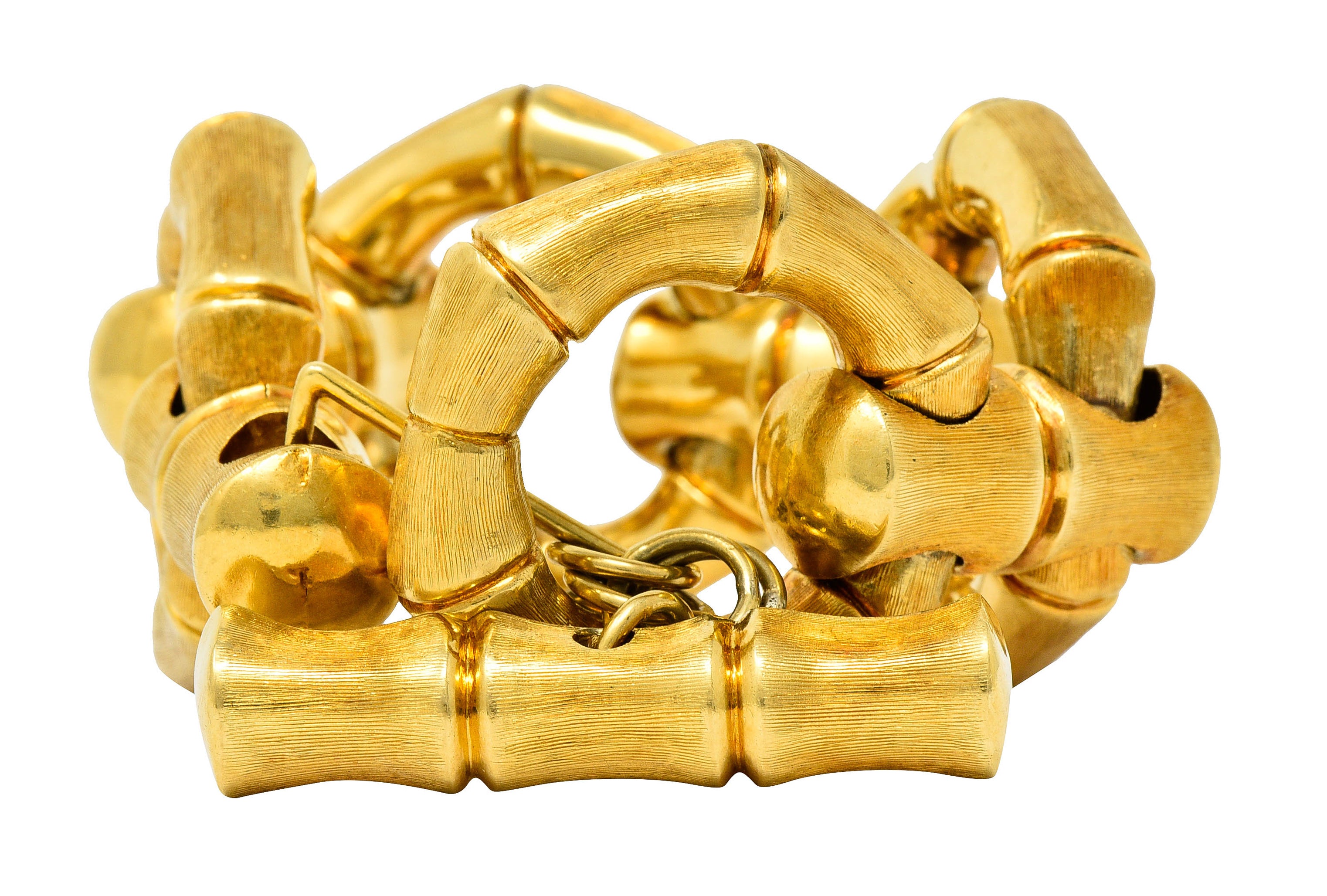 1970's Italian Vintage 18 Karat Gold Bamboo Link Braceletbracelet - Wilson's Estate Jewelry