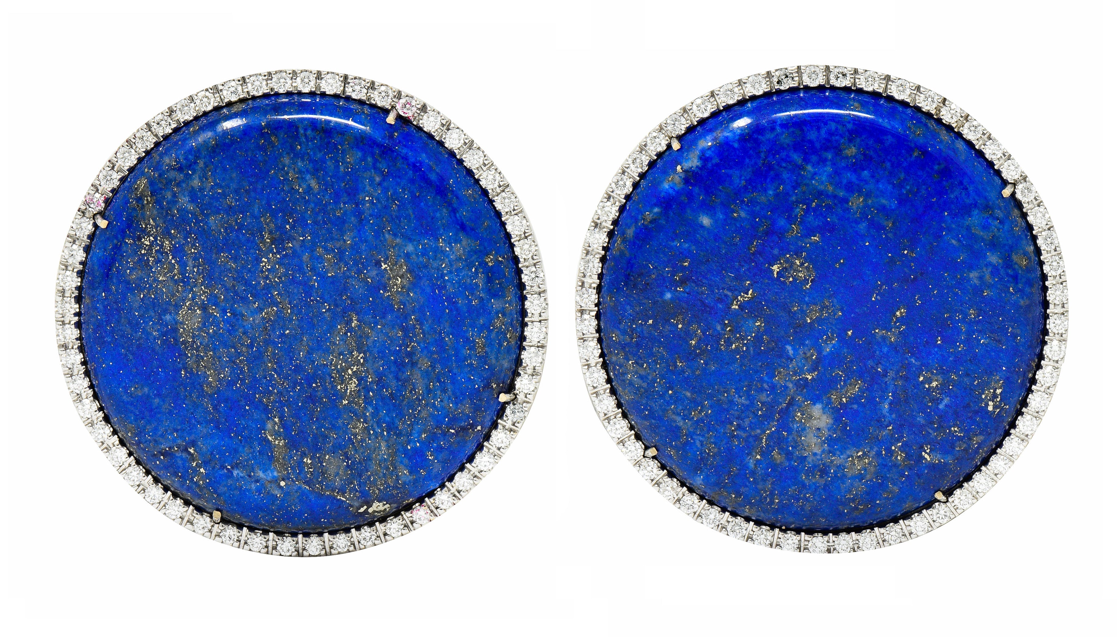 Nardi Lapis Diamond 18 Karat White Gold Circle Statement EarringsEarrings - Wilson's Estate Jewelry