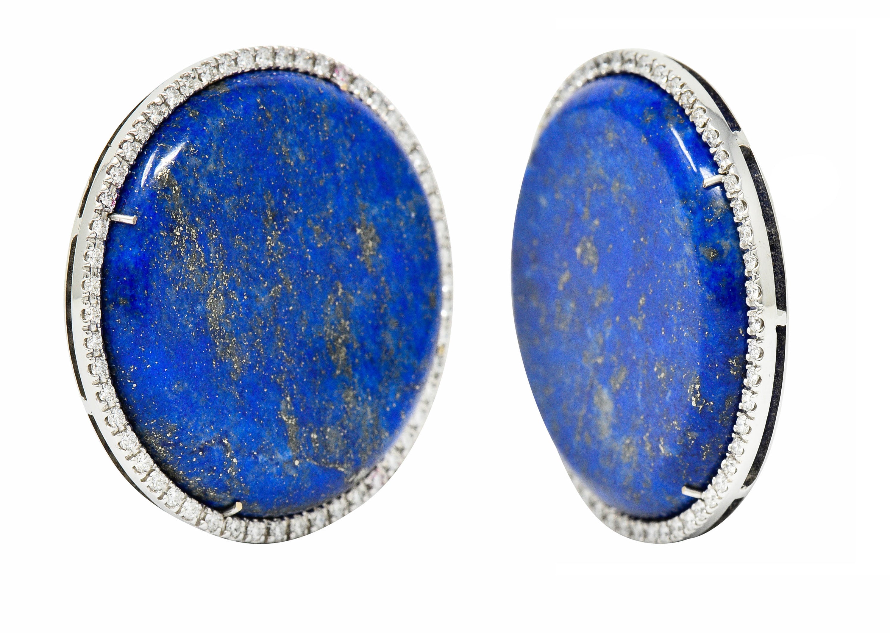 Nardi Lapis Diamond 18 Karat White Gold Circle Statement EarringsEarrings - Wilson's Estate Jewelry