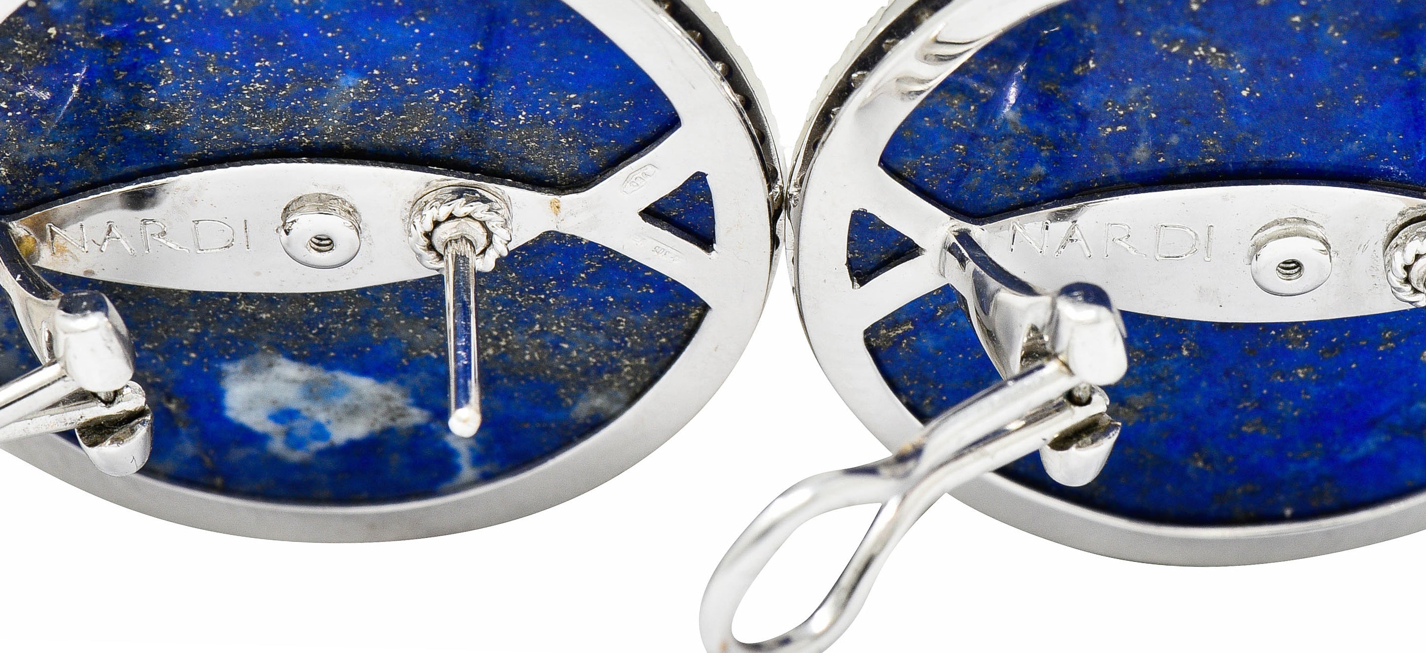 Nardi Lapis Diamond 18 Karat White Gold Circle Statement EarringsEarrings - Wilson's Estate Jewelry