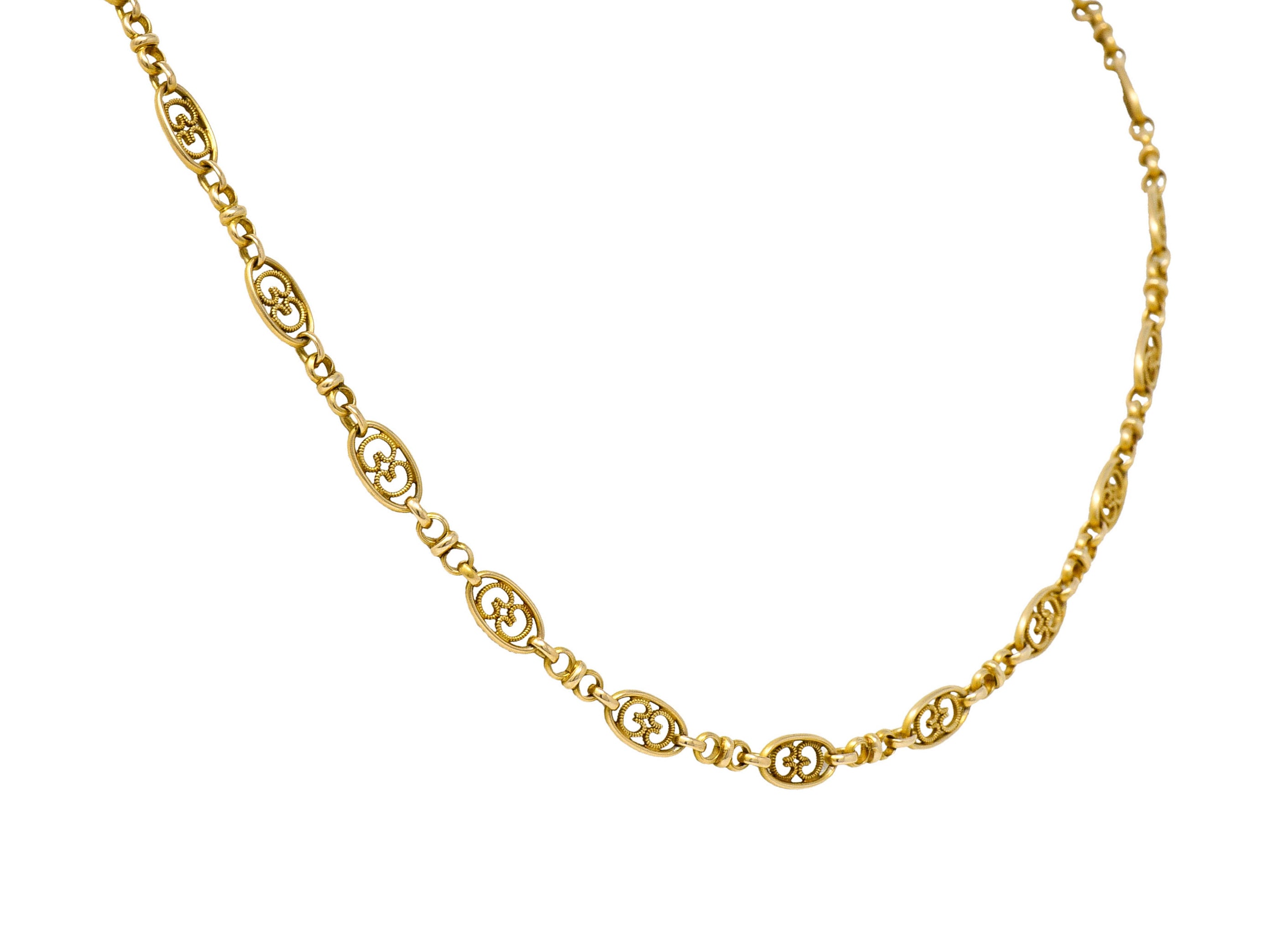 Victorian 14 Karat Yellow Gold 21 Inch Scrolled Link NecklaceNecklace - Wilson's Estate Jewelry