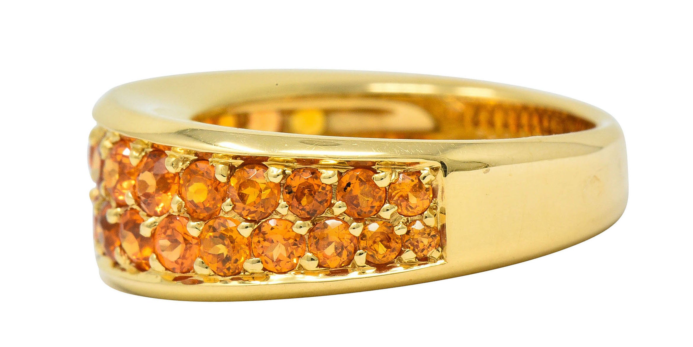 Mauboussin Paris 1.95 CTW Orange Sapphire 18 Karat Gold Pave Band RingRing - Wilson's Estate Jewelry