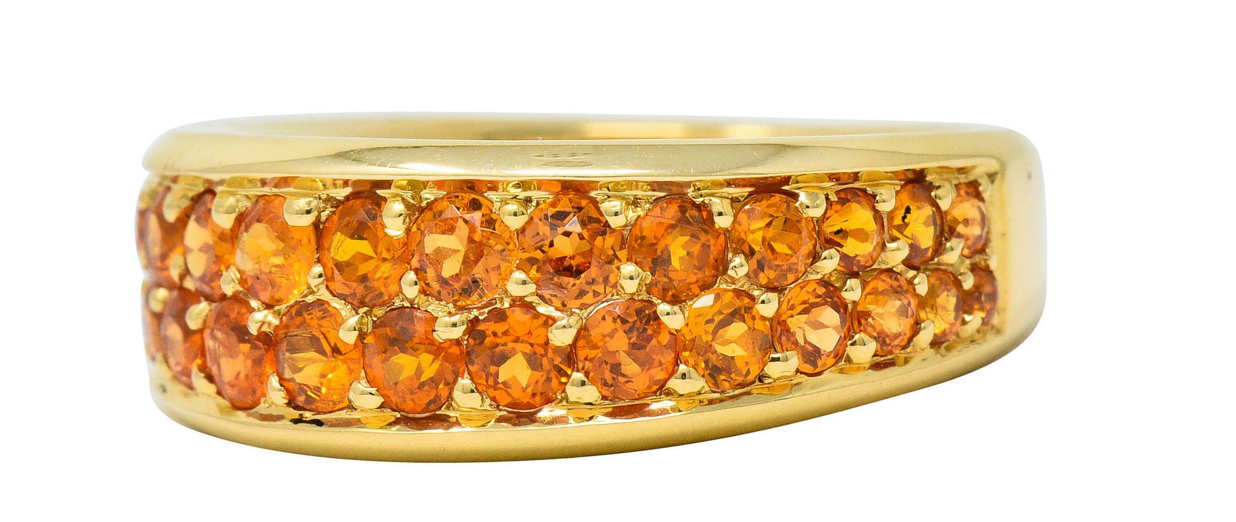 Mauboussin Paris 1.95 CTW Orange Sapphire 18 Karat Gold Pave Band RingRing - Wilson's Estate Jewelry