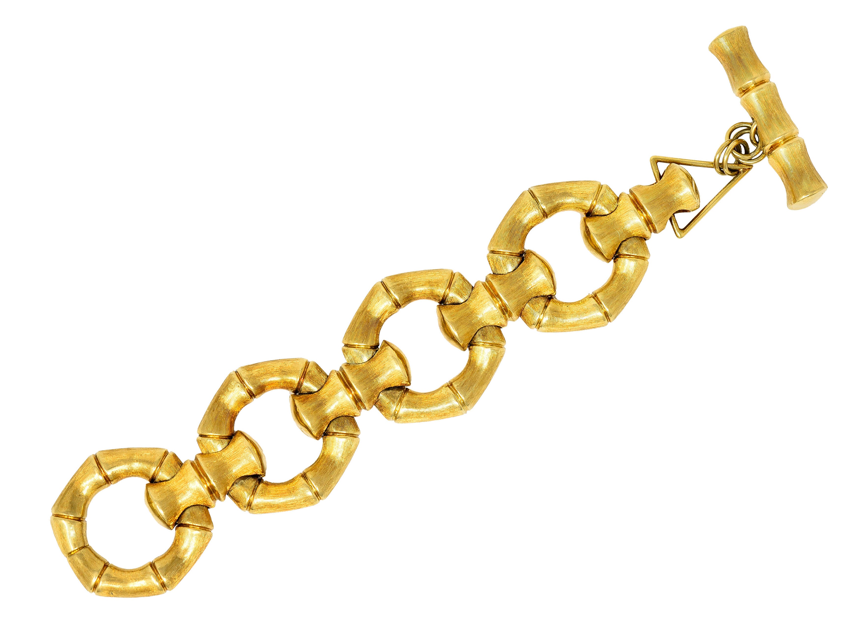 1970's Italian Vintage 18 Karat Gold Bamboo Link Braceletbracelet - Wilson's Estate Jewelry