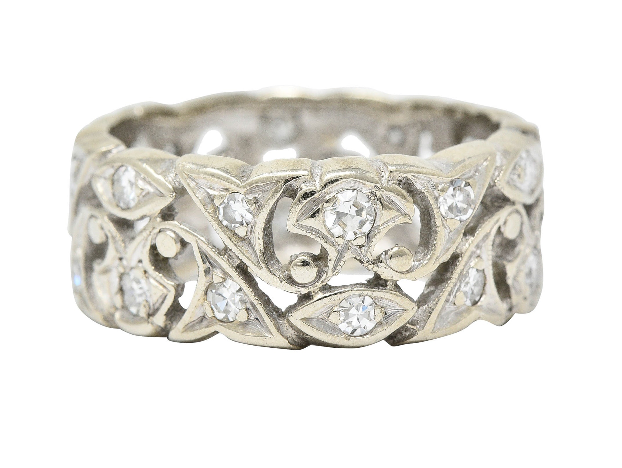 Art Deco 0.60 CTW Diamond 14 Karat White Gold Eternity Band RingRing - Wilson's Estate Jewelry