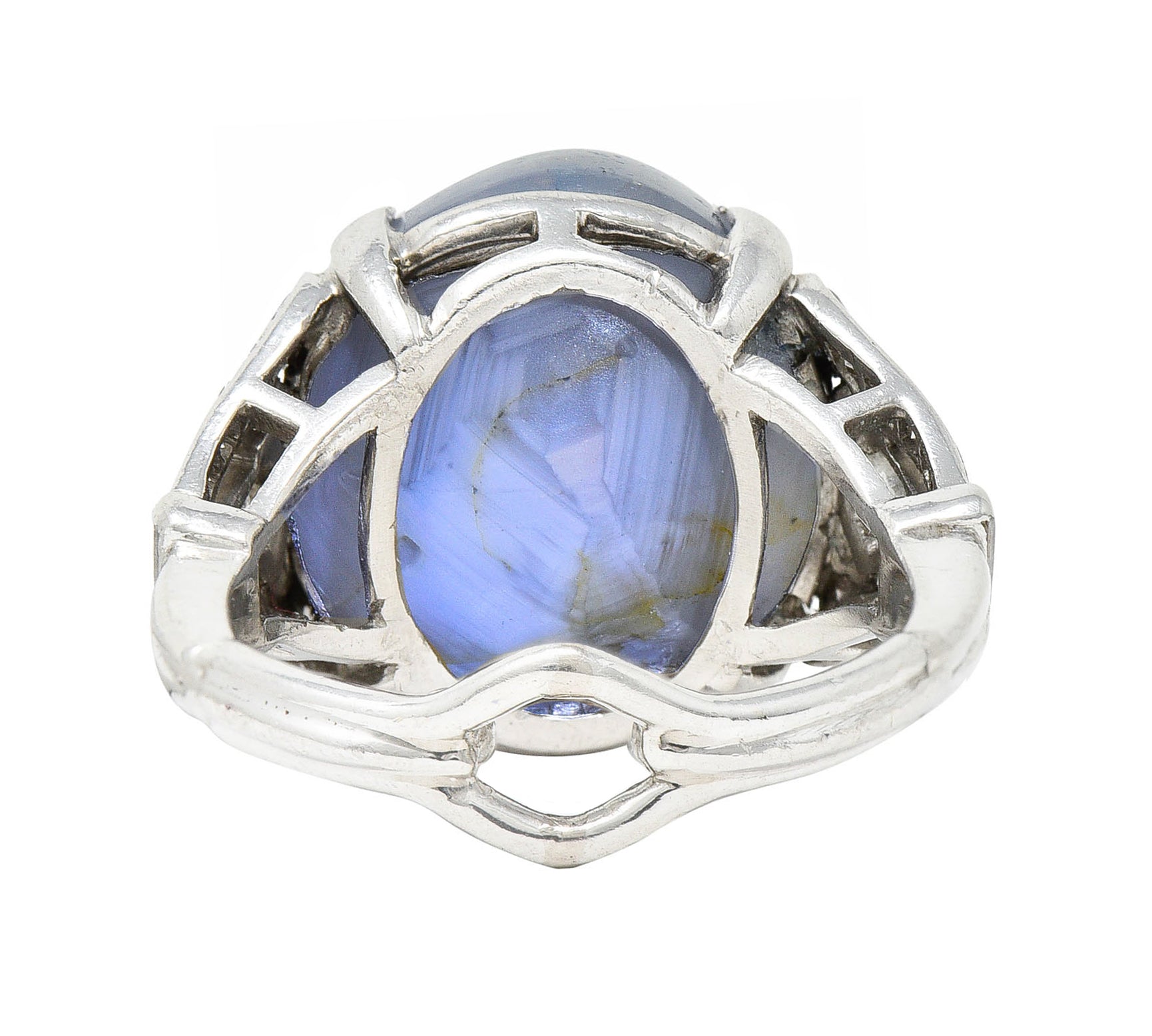 Mid-Century 39.00 CTW Star Sapphire Diamond Platinum Cabochon Ring Circa 1950Ring - Wilson's Estate Jewelry