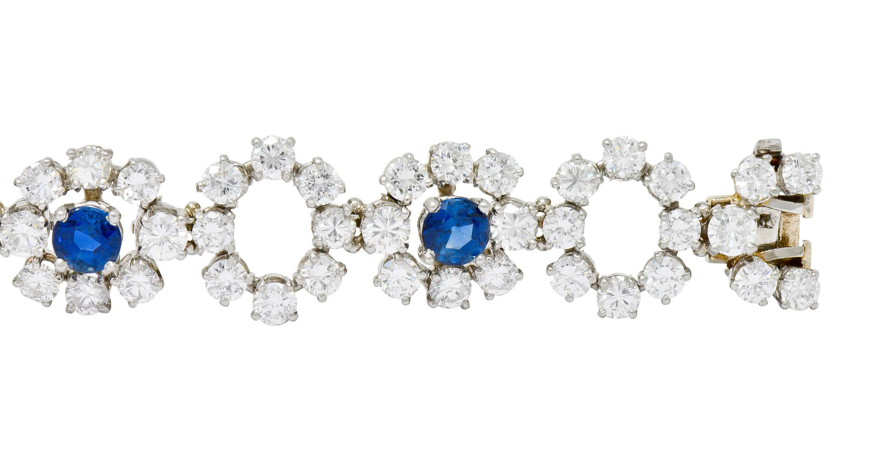 Tiffany & Co. 14.16 CTW Diamond Sapphire Platinum Cluster Link Bracelet - Wilson's Estate Jewelry