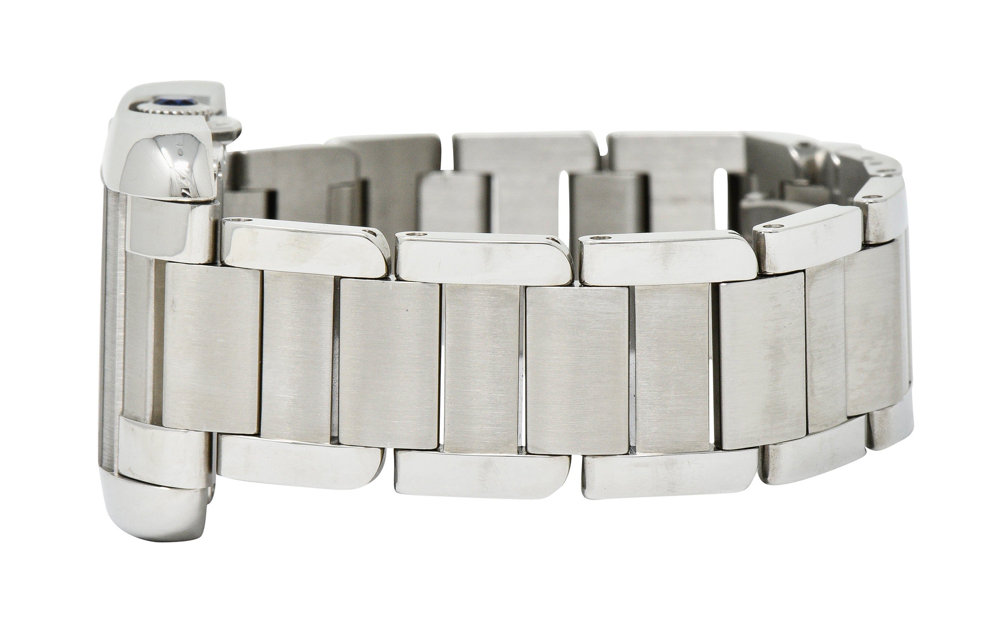 Cartier Tank Anglaise Sapphire Crystal Silver Stainless Steel Men's Unisex Watchbracelet - Wilson's Estate Jewelry