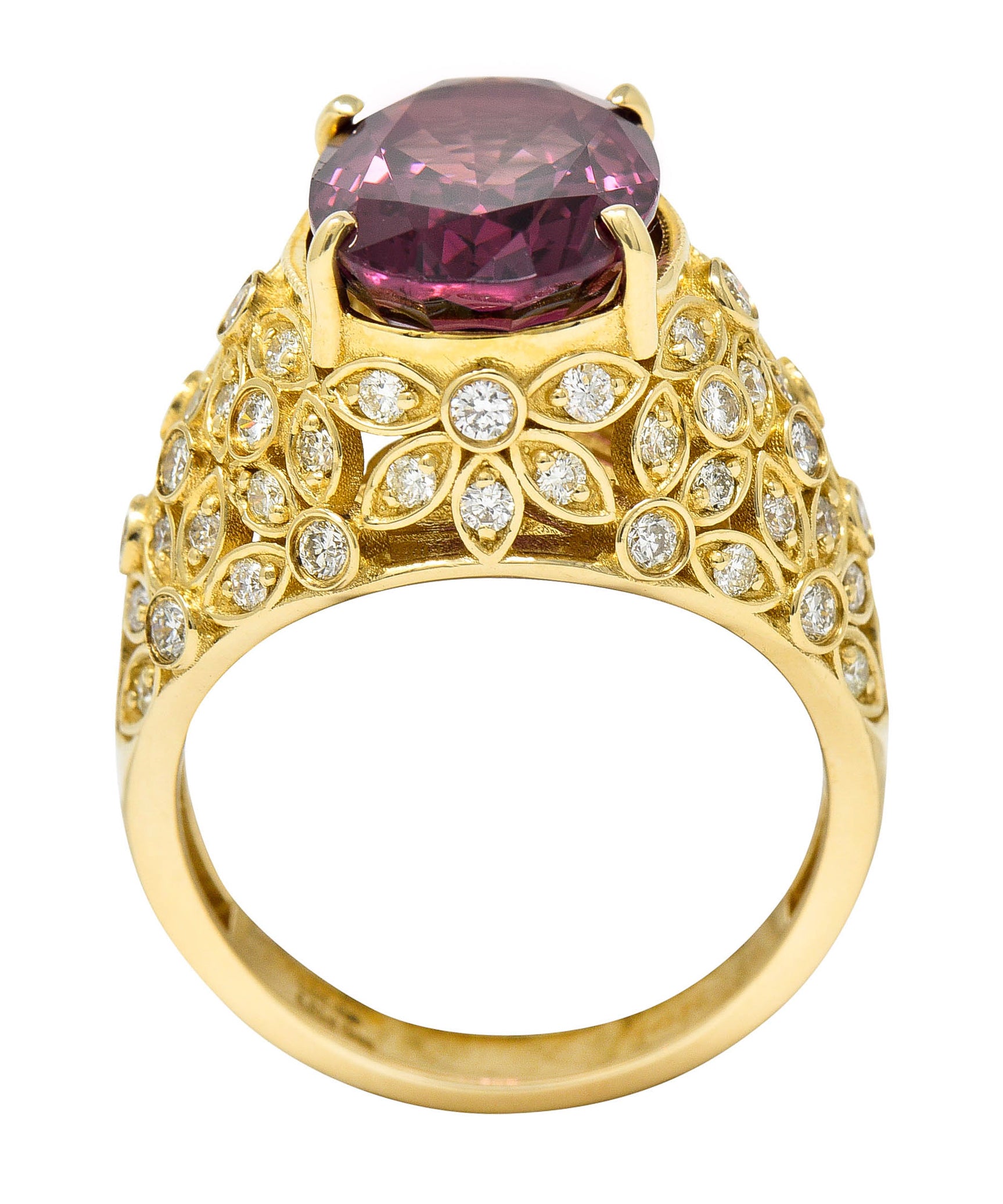 Contemporary 7.51 CTW Spinel Diamond 14 Karat Gold Gemstone RingRing - Wilson's Estate Jewelry