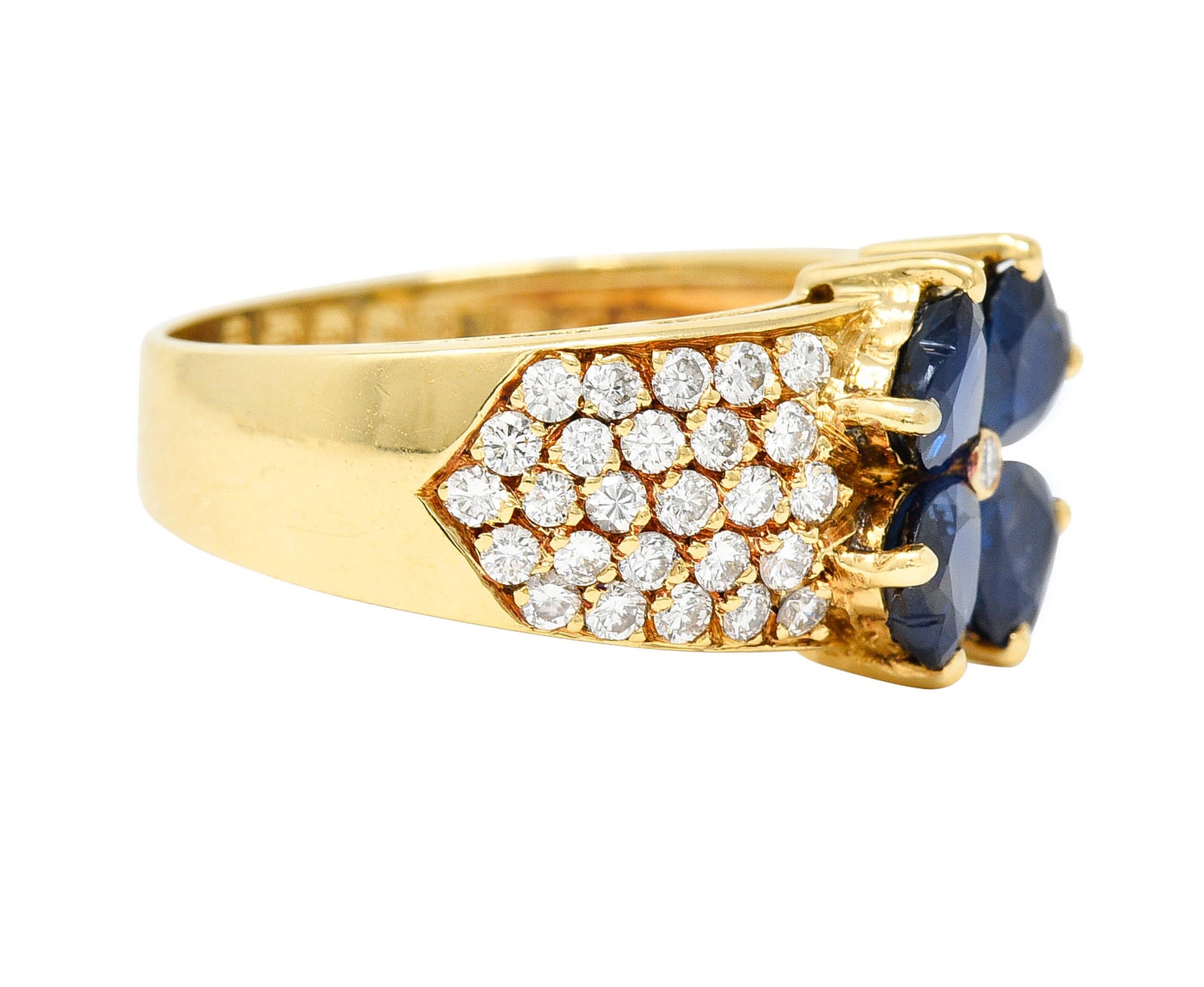 Van Cleef & Arpels French Sapphire Diamond 18 Karat Gold Marie Antoinette Fleurette Band RingRing - Wilson's Estate Jewelry