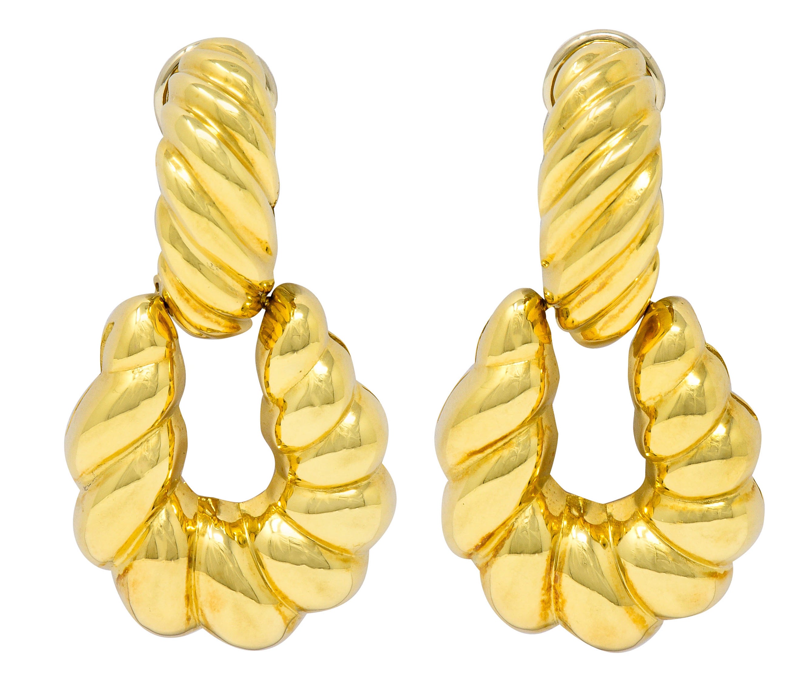 Tiffany & Co. 18 Karat Gold Ribbed Doorknocker Ear-Clip EarringsEarrings - Wilson's Estate Jewelry