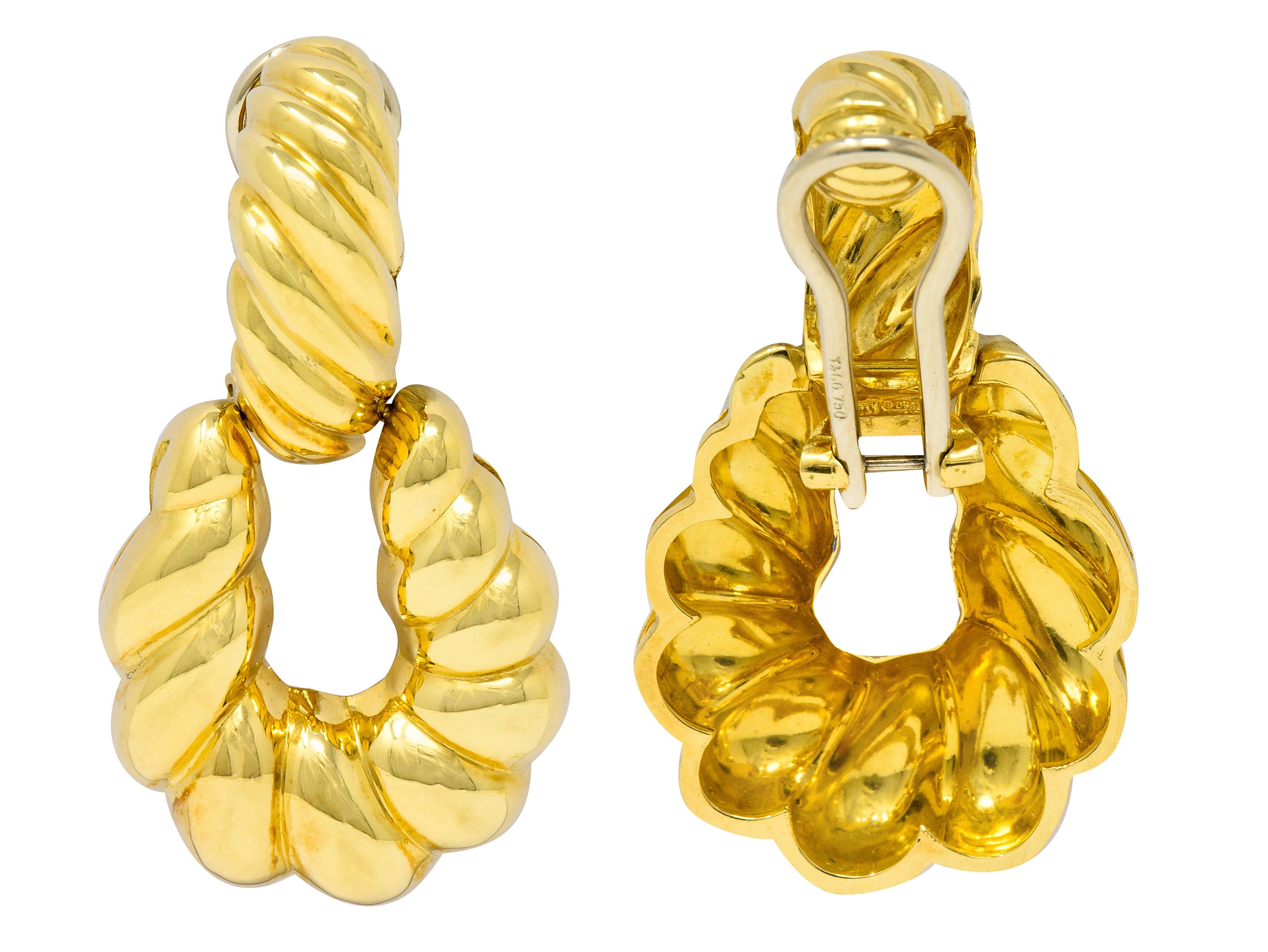 Tiffany & Co. 18 Karat Gold Ribbed Doorknocker Ear-Clip EarringsEarrings - Wilson's Estate Jewelry