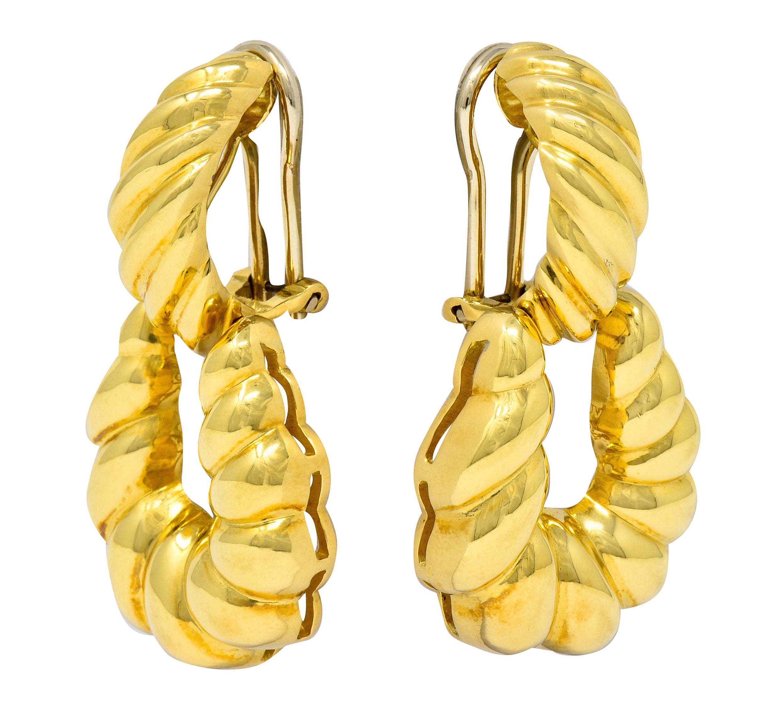 Tiffany & Co. 18 Karat Gold Ribbed Doorknocker Ear-Clip EarringsEarrings - Wilson's Estate Jewelry