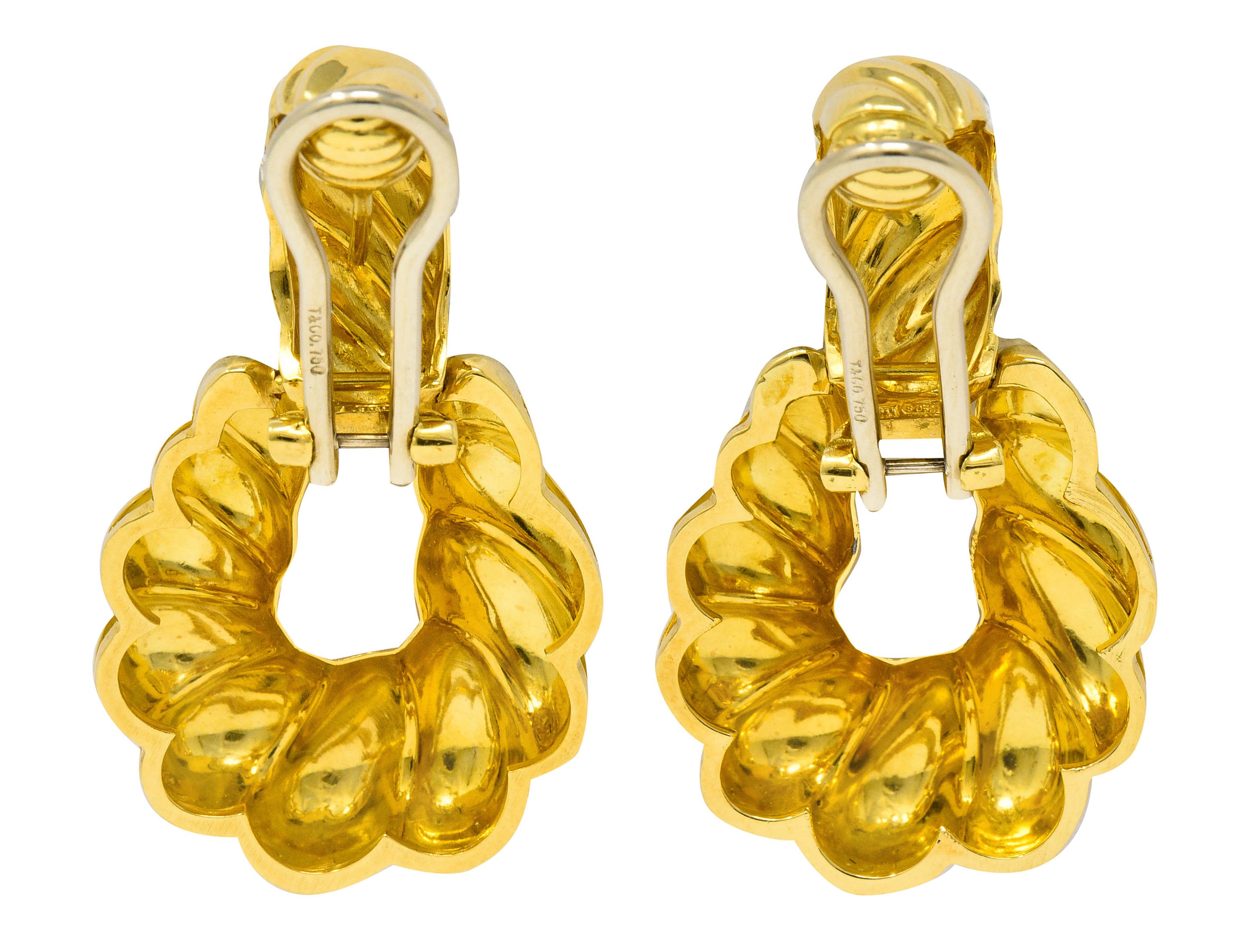Tiffany & Co. 18 Karat Gold Ribbed Doorknocker Ear-Clip EarringsEarrings - Wilson's Estate Jewelry