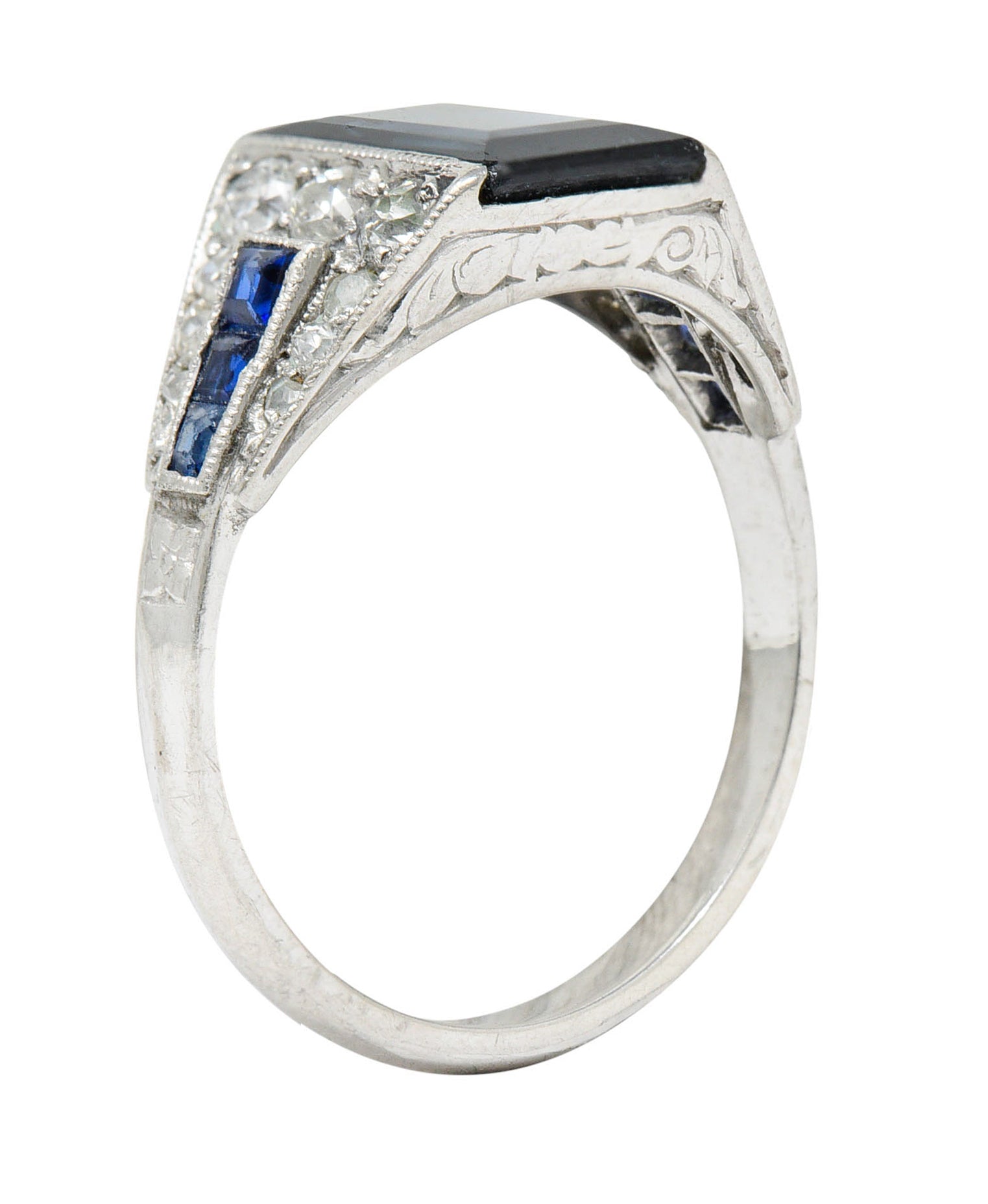 1920's Art Deco Sapphire Diamond Platinum Band RingRing - Wilson's Estate Jewelry