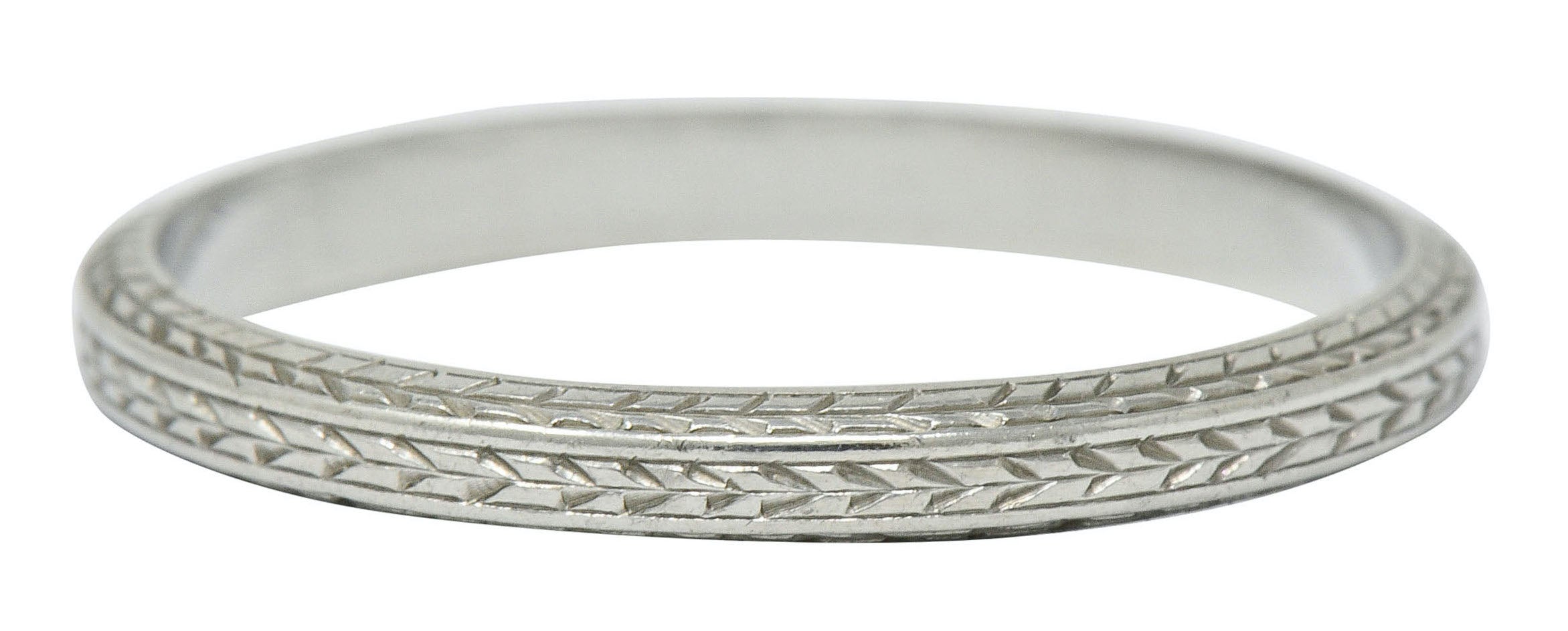 Art Deco 18 Karat White Gold Engraved Wheat Band RingRing - Wilson's Estate Jewelry