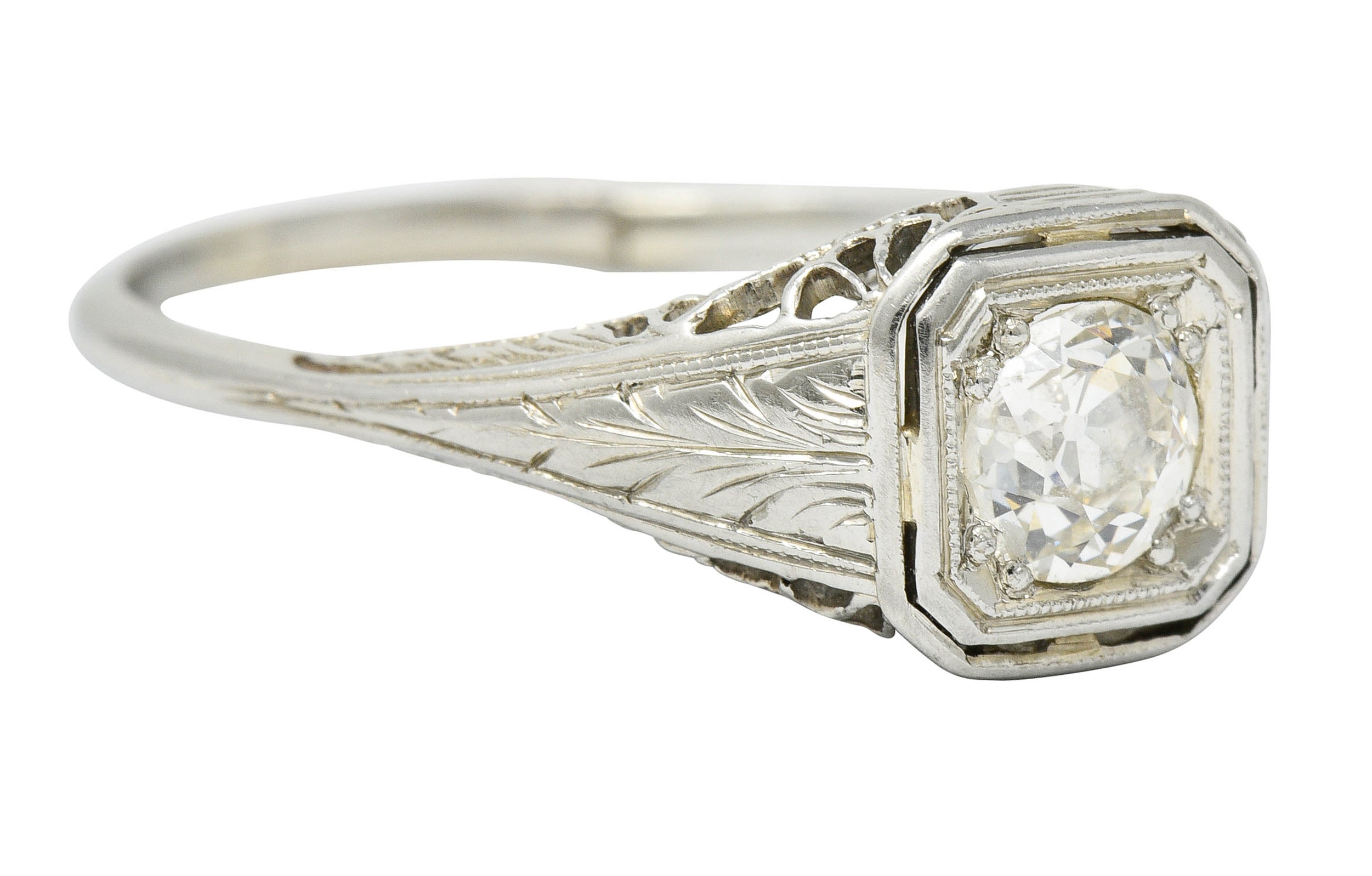 Art Deco 0.55 CTW Diamond 18 Karat White Gold Engagement RingRing - Wilson's Estate Jewelry