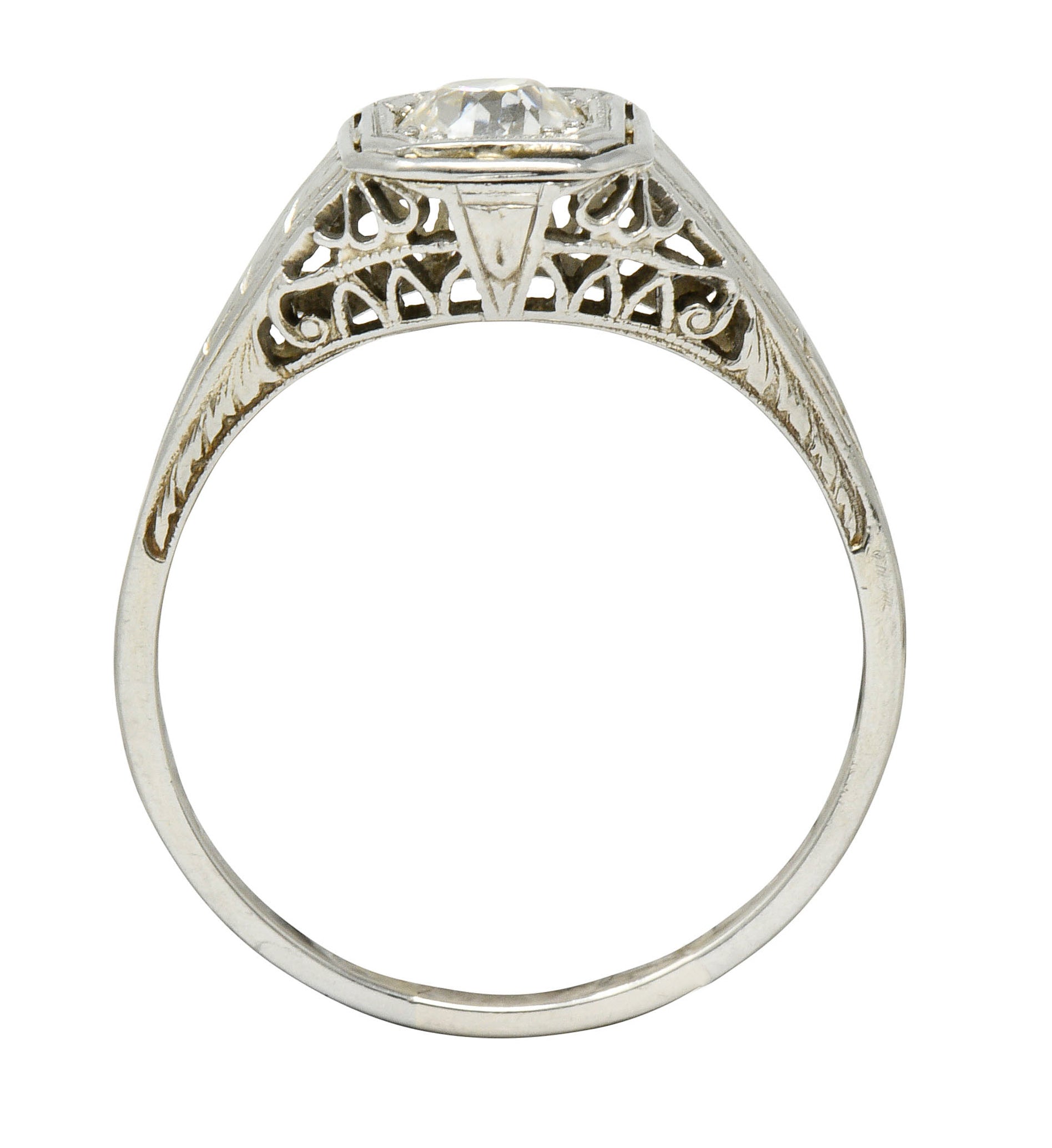 Art Deco 0.55 CTW Diamond 18 Karat White Gold Engagement RingRing - Wilson's Estate Jewelry