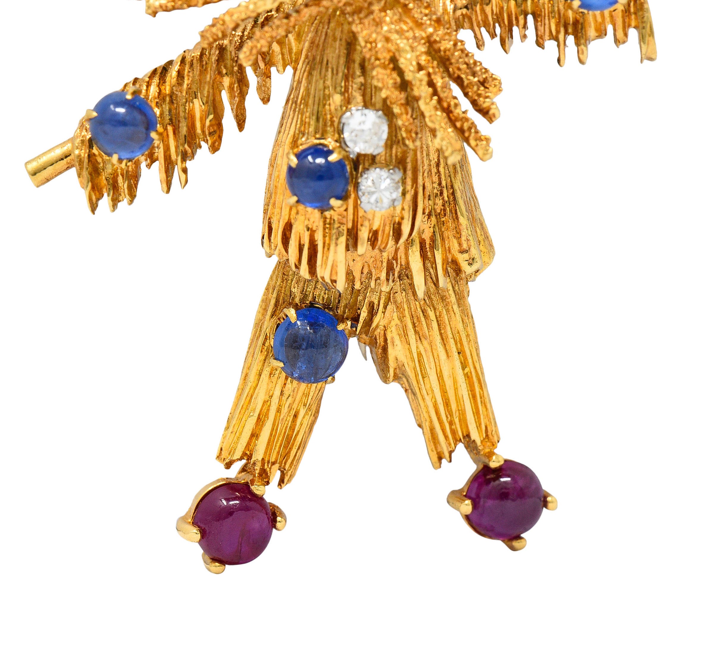 French Van Cleef & Arpels Ruby Sapphire Diamond Chrysoprase 18 Karat Gold Scarecrow Brooch 1965Brooch - Wilson's Estate Jewelry