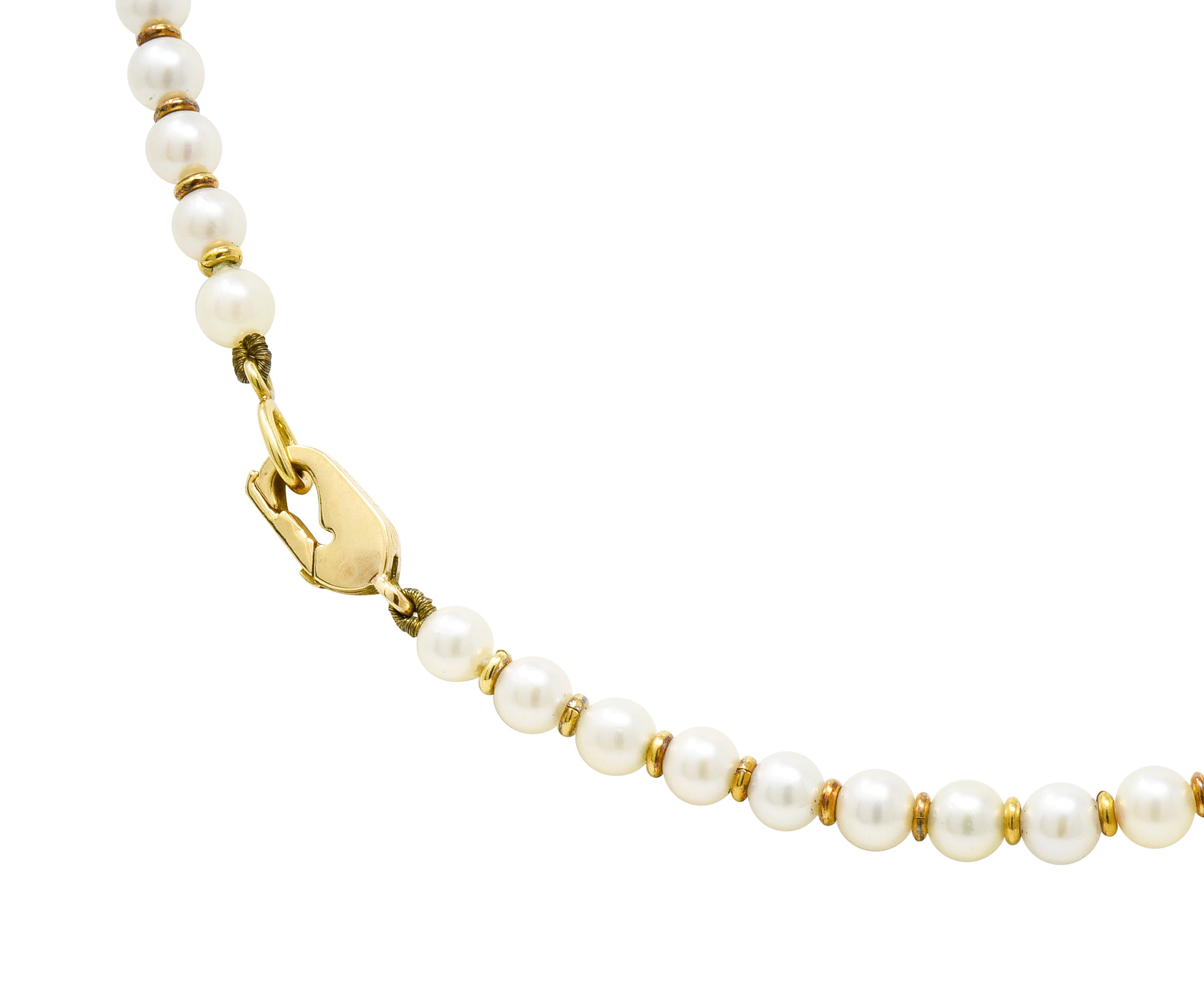 Carrera Y Carrera Diamond Pearl 18 Karat Gold Las Manos Strand Necklace - Wilson's Estate Jewelry