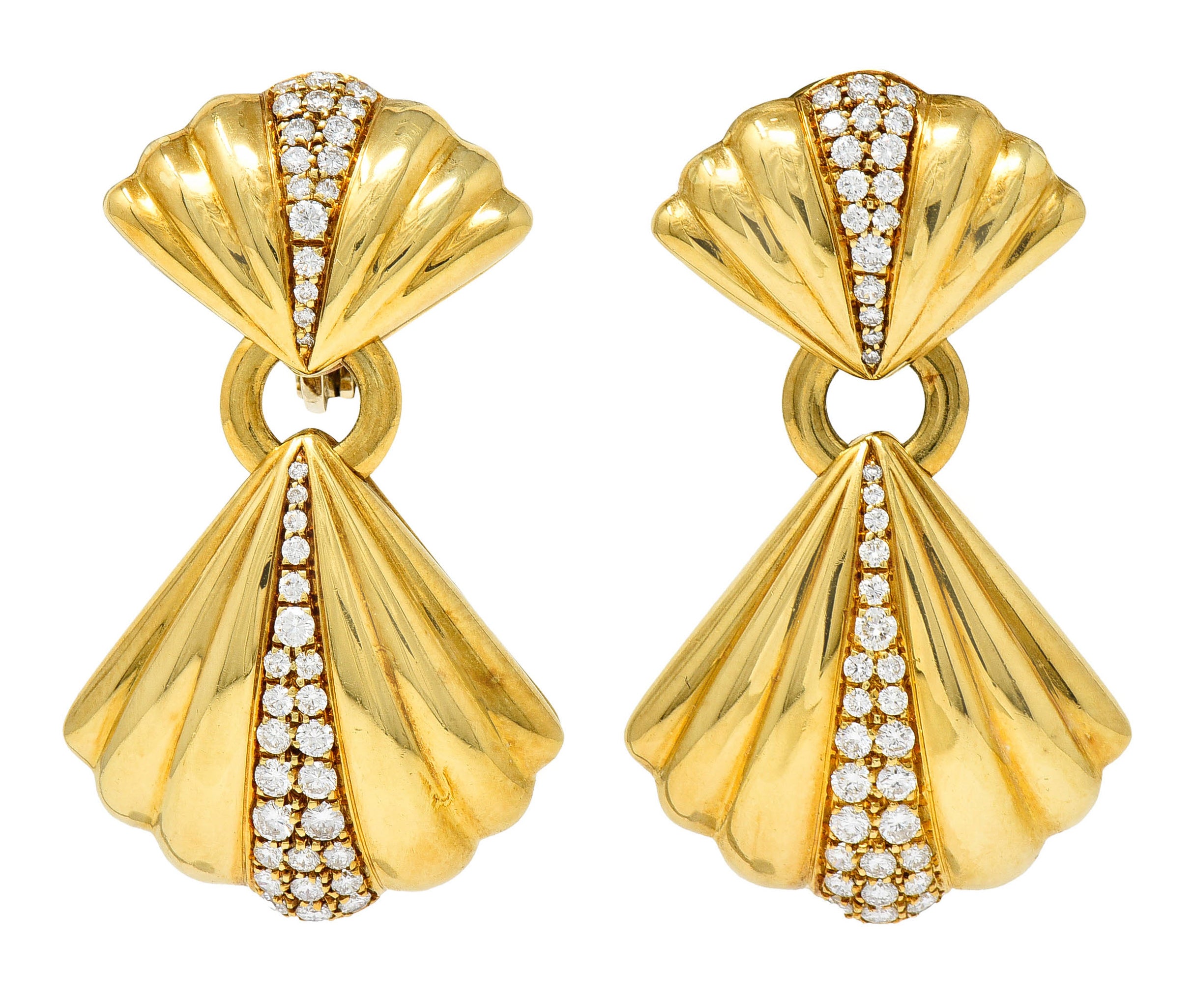 Van Cleef & Arpels 1.50 CTW Diamond 18 Karat Gold Vintage Drop Ear-Clip EarringsEarrings - Wilson's Estate Jewelry