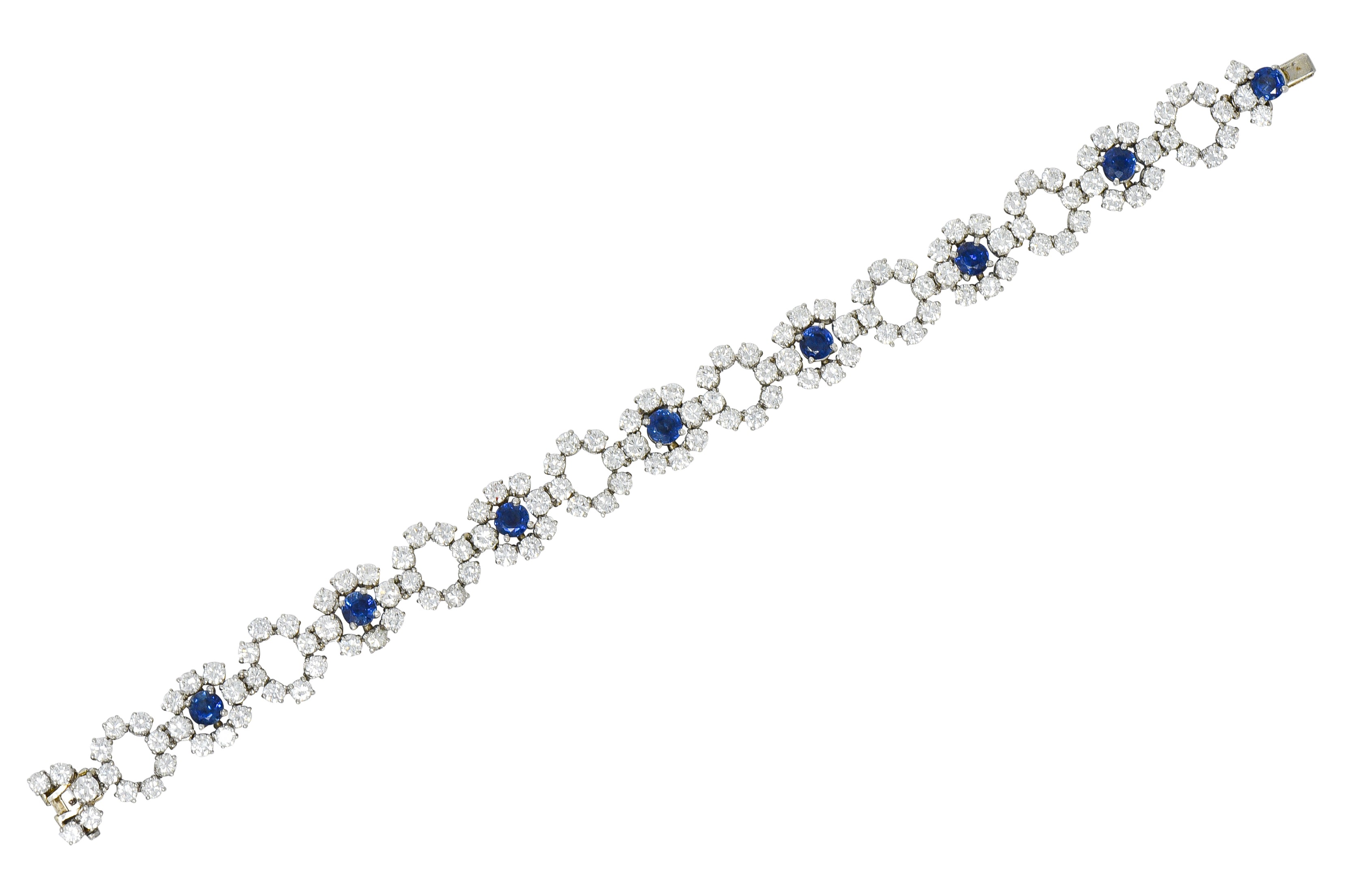 Tiffany & Co. 14.16 CTW Diamond Sapphire Platinum Cluster Link Bracelet - Wilson's Estate Jewelry