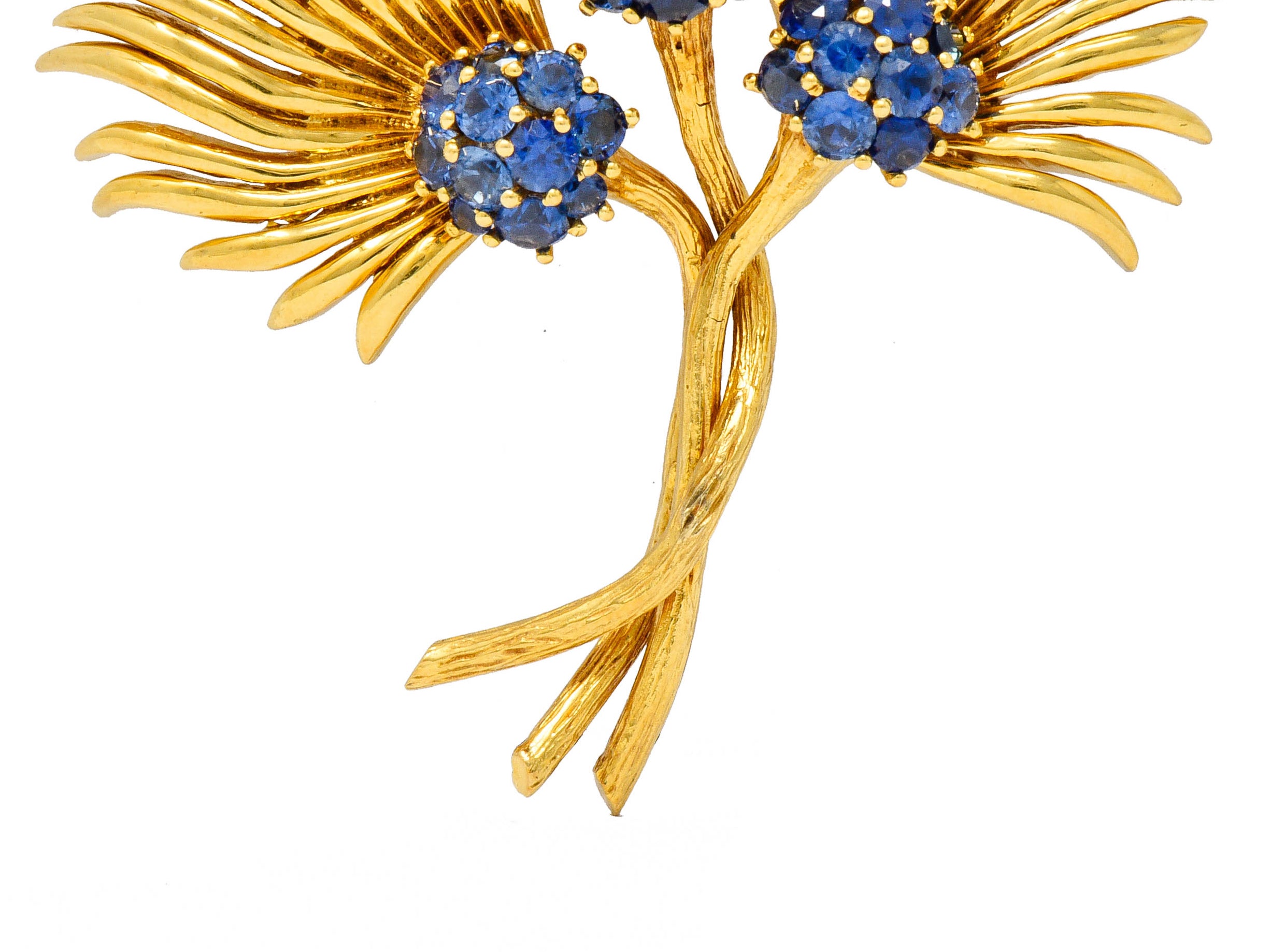 Tiffany & Co. Vintage 3.56 CTW Sapphire 18 Karat Gold Floral Brooch Circa 1960sBrooch - Wilson's Estate Jewelry