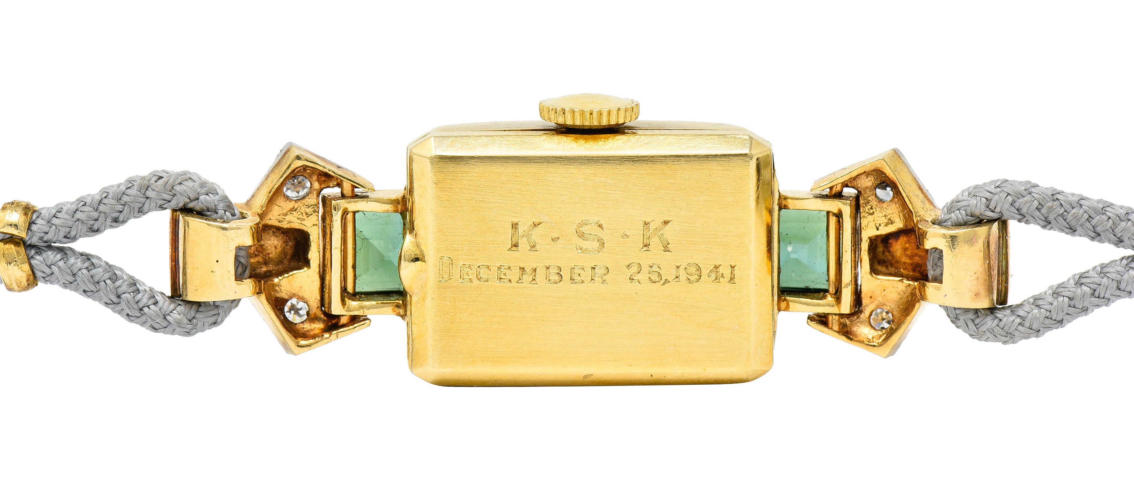 1941 Tiffany & Co. Green Tourmaline Diamond Platinum-Topped 14 Karat Gold Watch Braceletbracelet - Wilson's Estate Jewelry