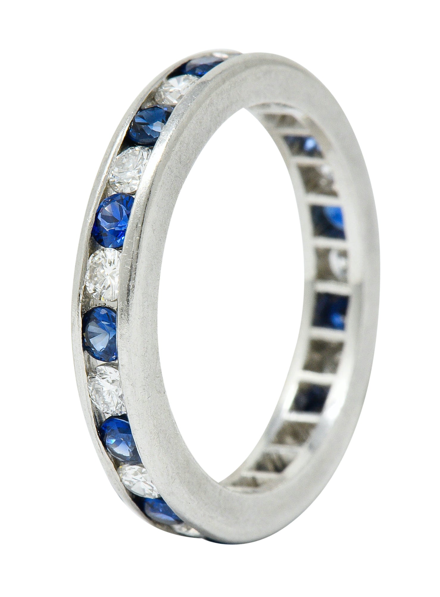 Classic Sapphire Diamond Platinum Eternity Band Stack RingRing - Wilson's Estate Jewelry