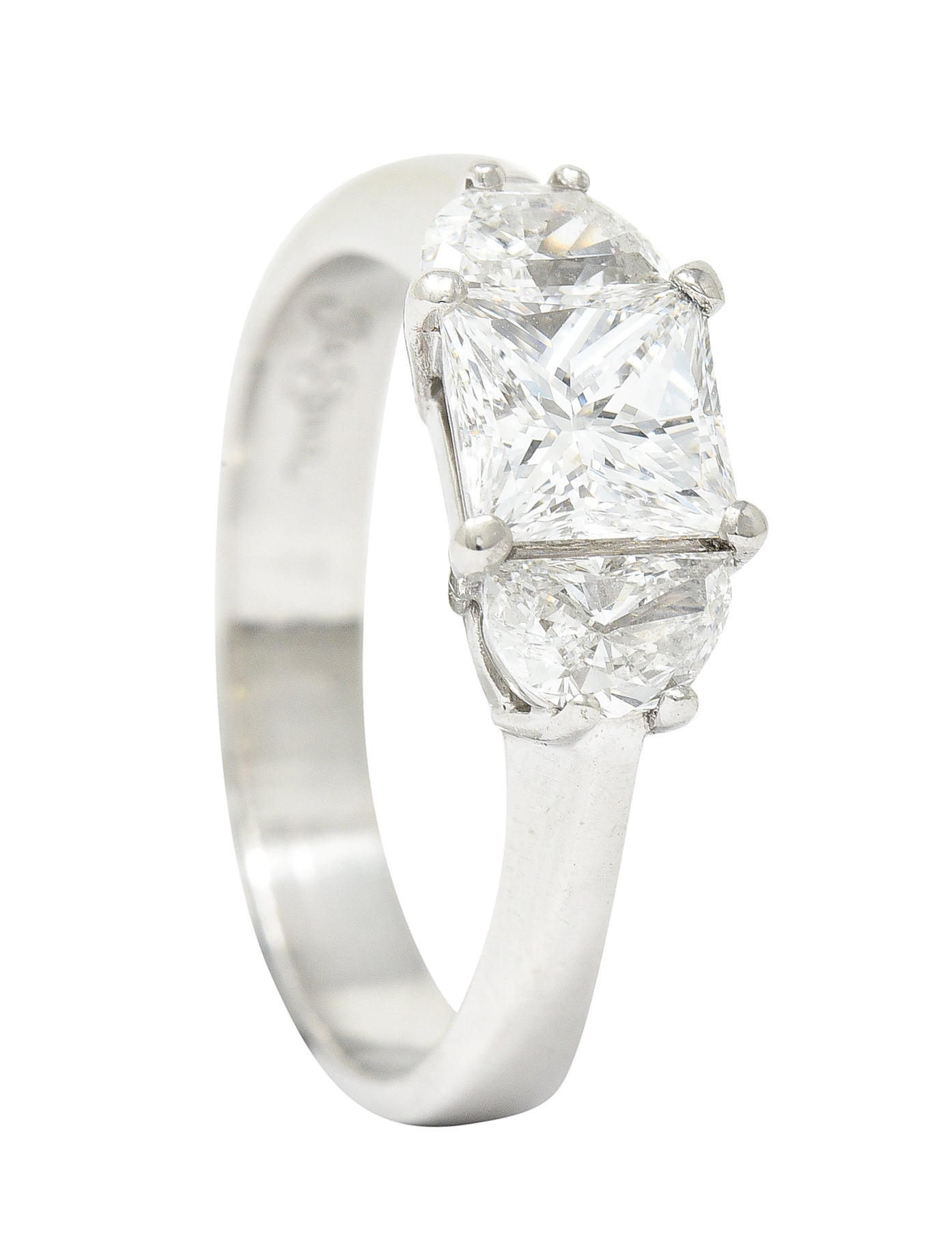 JB Star 1.55 CTW Princess Cut Diamond Platinum Engagement Ring GIA Wilson's Estate Jewelry