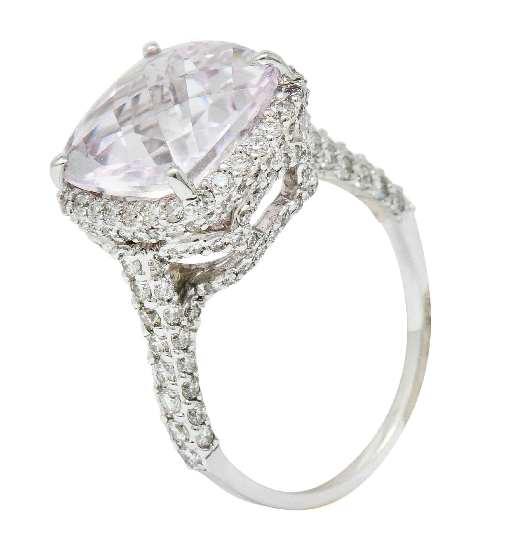 Fancy Kunzite 2.00 CTW Diamond 18 Karat White Gold Cocktail RingRing - Wilson's Estate Jewelry