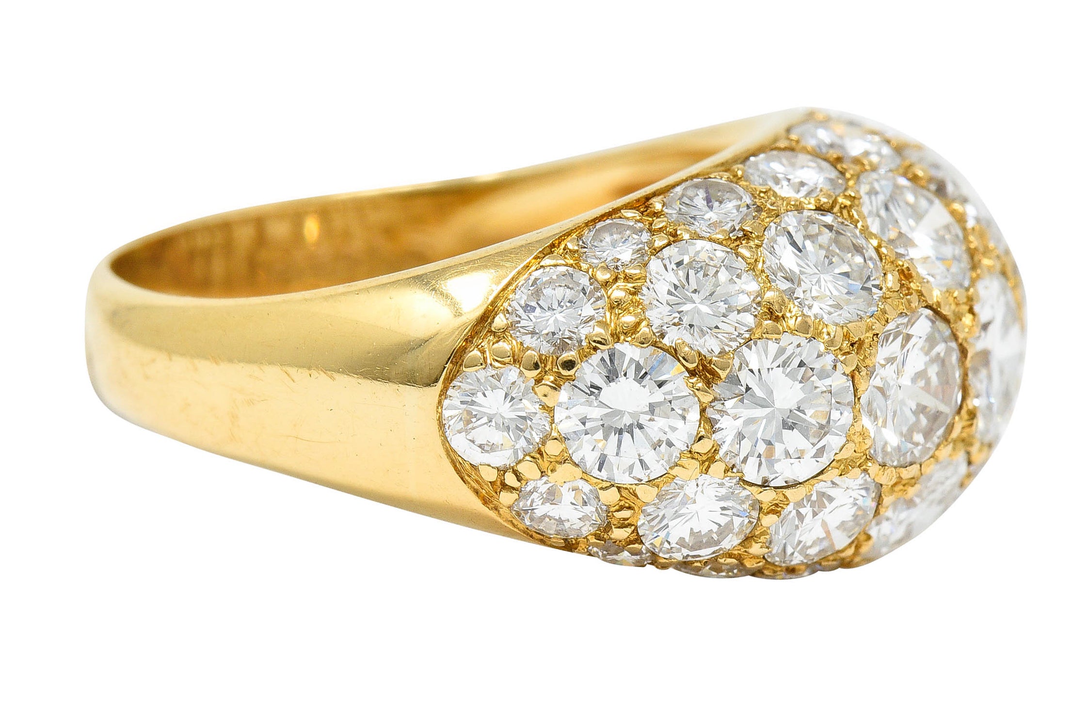 Oscar Heyman 7.50 CTW Pave Diamond 18 Karat Gold Bombe Band RingRing - Wilson's Estate Jewelry