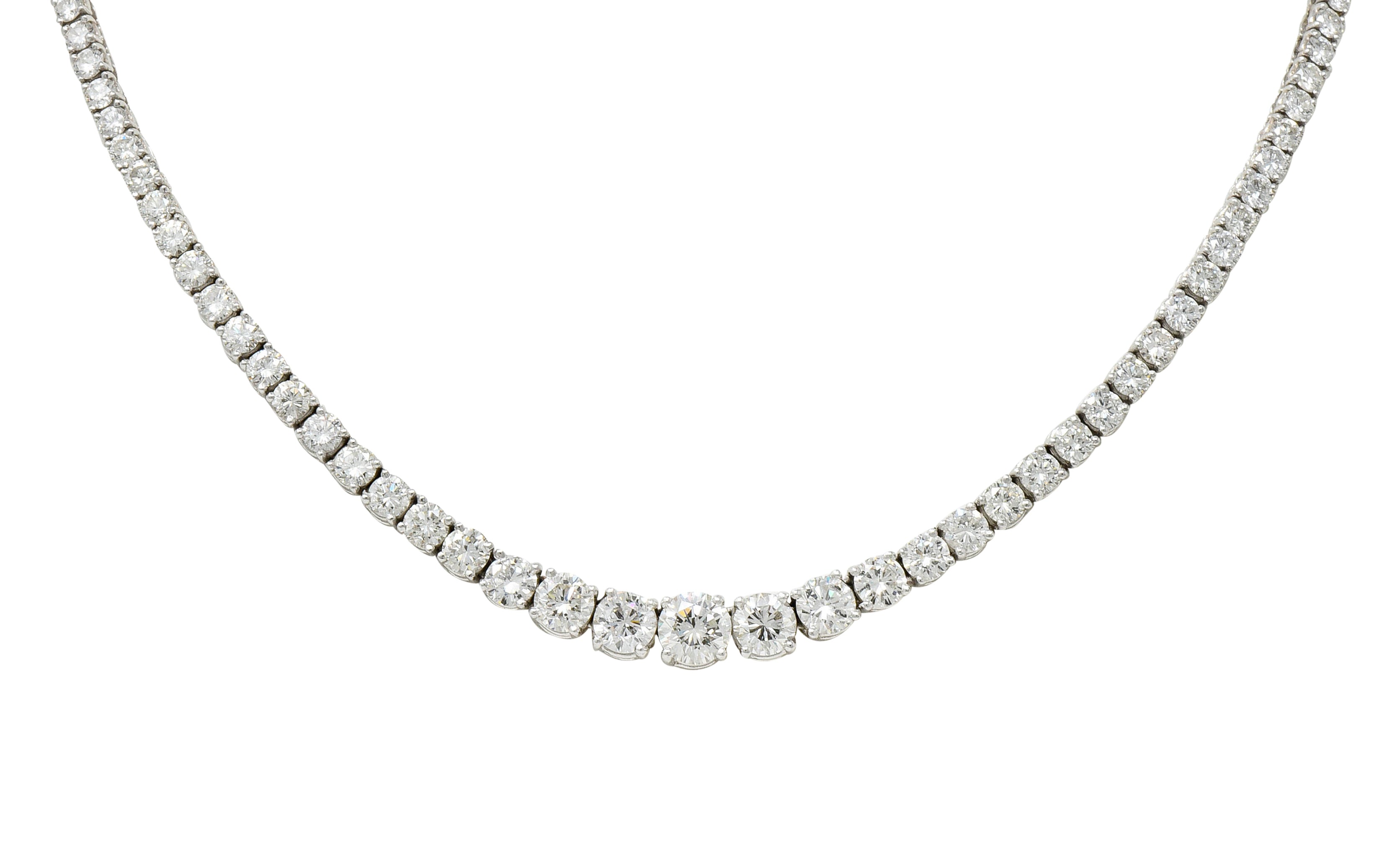 Vintage 14.00 CTW Graduated Diamond Platinum Riviera NecklaceNecklace - Wilson's Estate Jewelry